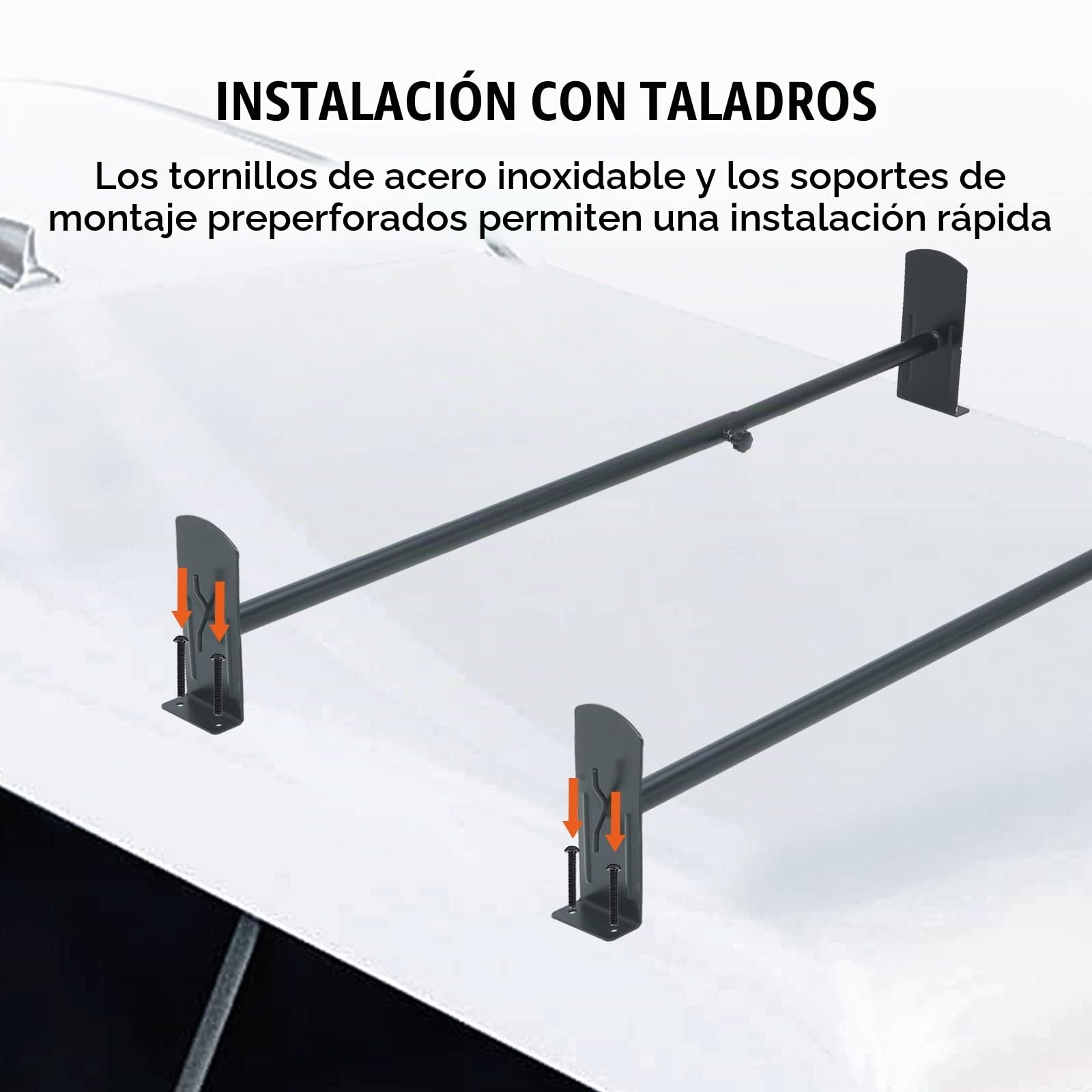 VEVOR Portaequipajes de Techo para Furgoneta Ajustable 91-133 cm Portaequipajes de Acero de Aleación 2 Barras con Topes de Escalera Capacidad de 227 kg para Furgonetas de Tamaño Completo para Viajes