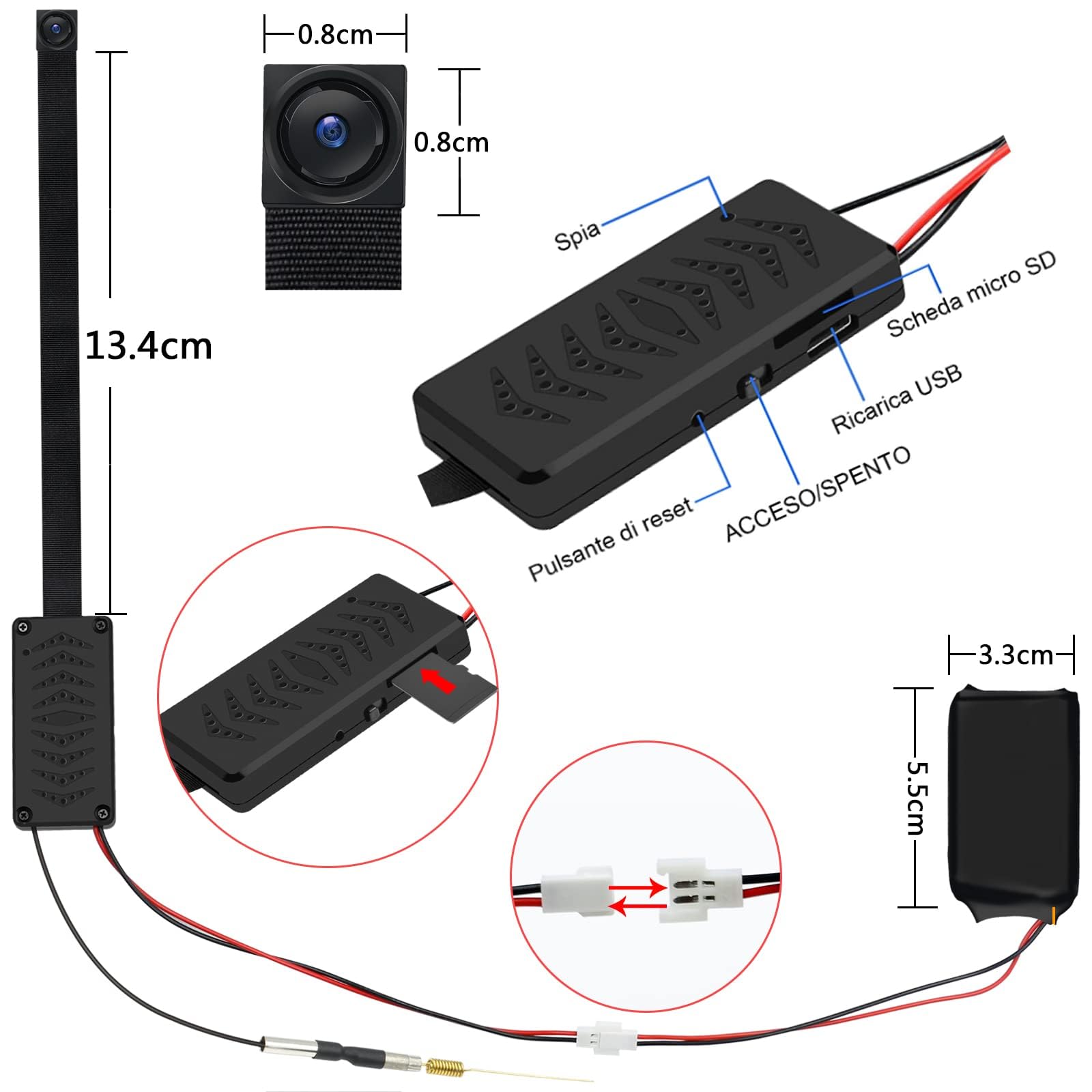 TANGMI Mini Telecamera Spia Nascosta1080P HD, Portatile 2.4G e 5Ghz Telecamera Nascosta, Rilevamento del Movimento e Registrazione in Loop Micro Telecamera Spia con Batteria