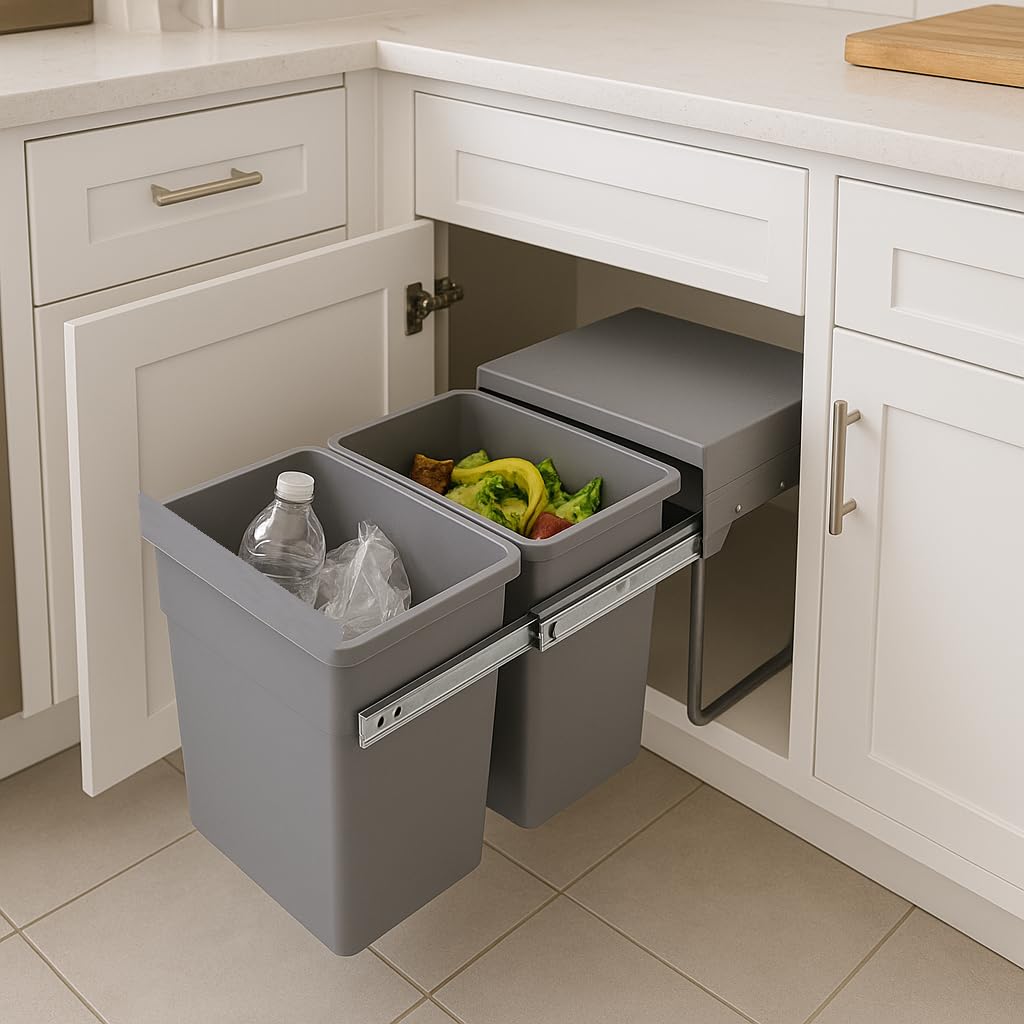 KITCHEN MOVE HYPE Einbau-Mülleimer, 2 Fächer, 36 l (2 x 18 l) mit Eimer