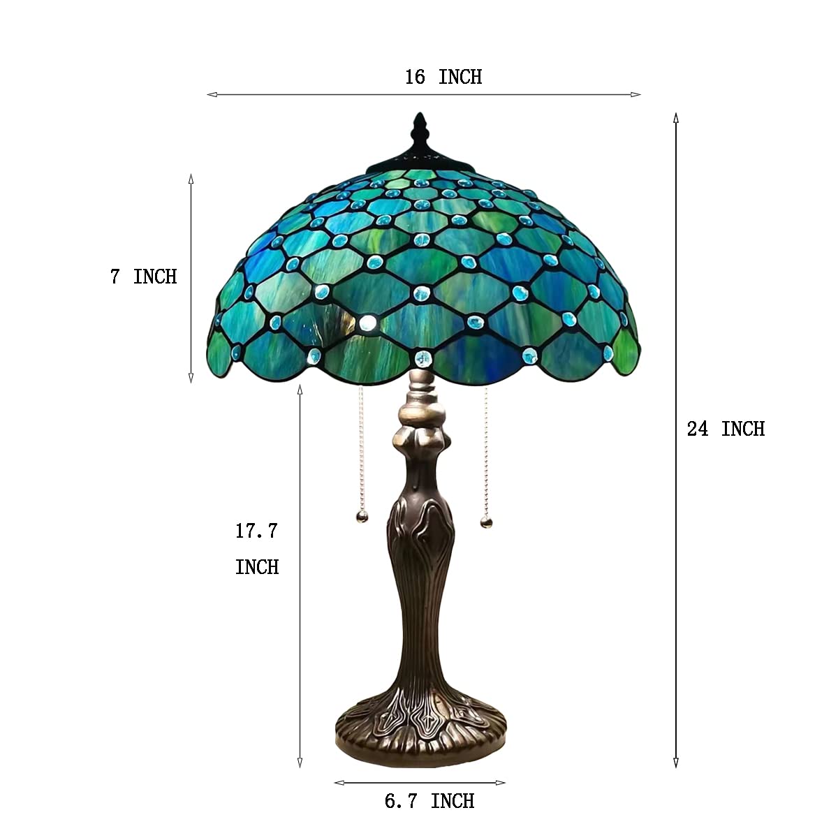 ZJART Tiffany Table Lamp Stained Glass Lamp 16X16X24 Inch Antique