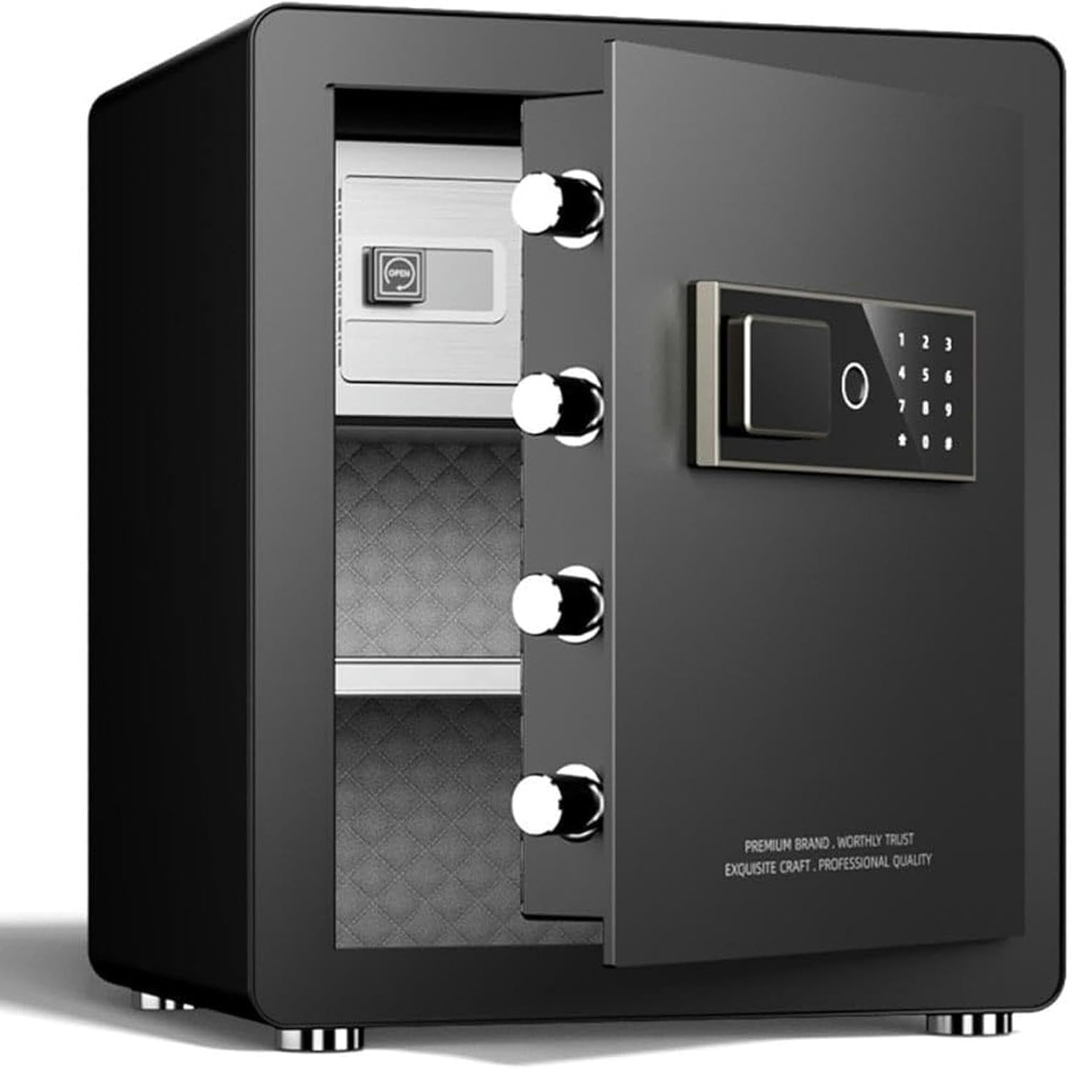 AMNOOL Luxury Smart Fireproof, Home Safe Fireproof Waterproof with Mute Function Touch Screen Keypad, Money Safe with Removable Shelf Led Light, Wall or Floor Mounting Safe for Home Office, White-1
