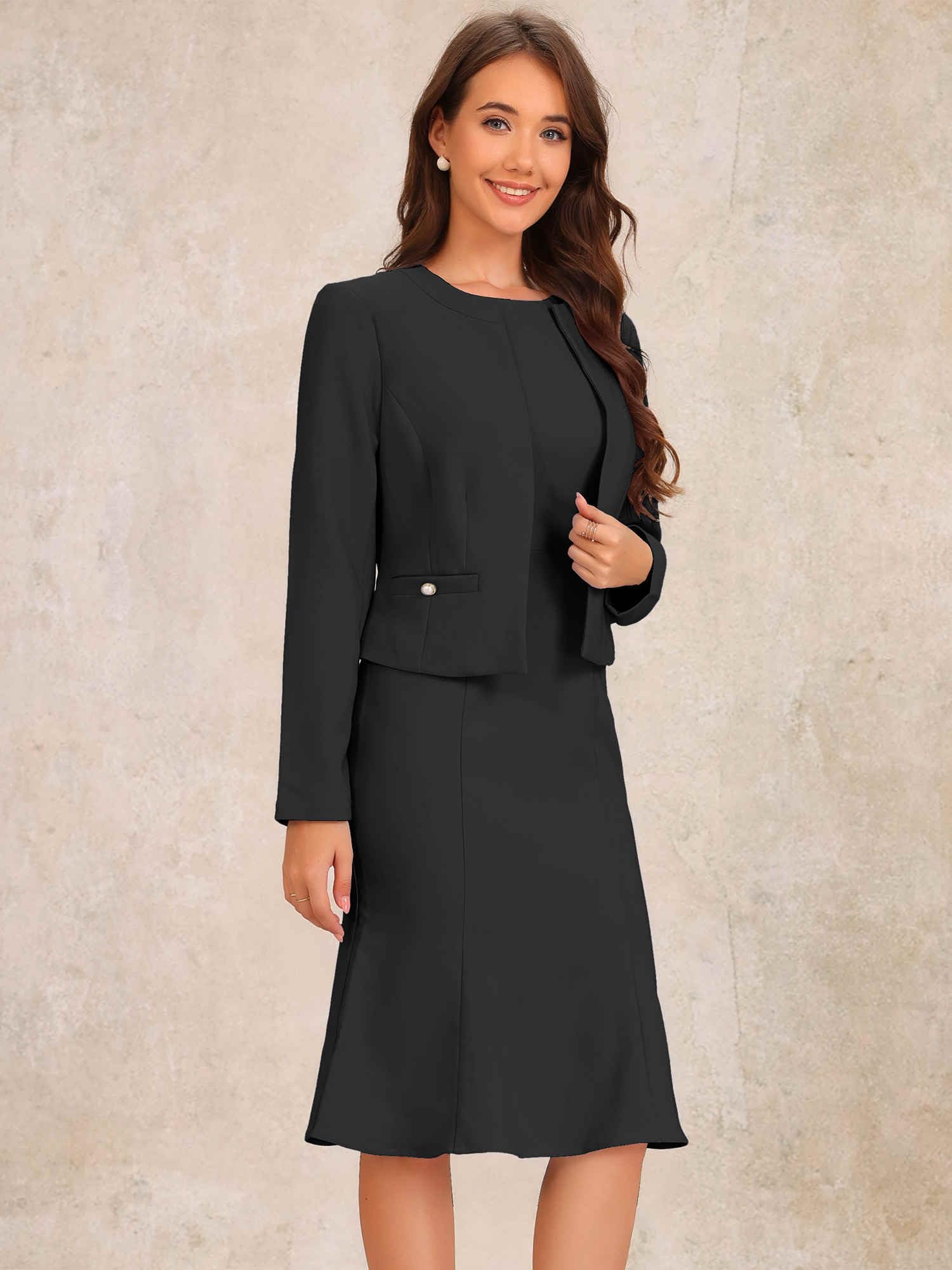 Allegra K Donna Set di Abiti Eleganti per Abito da 2 Pezzi con Set di Giacche Blazer