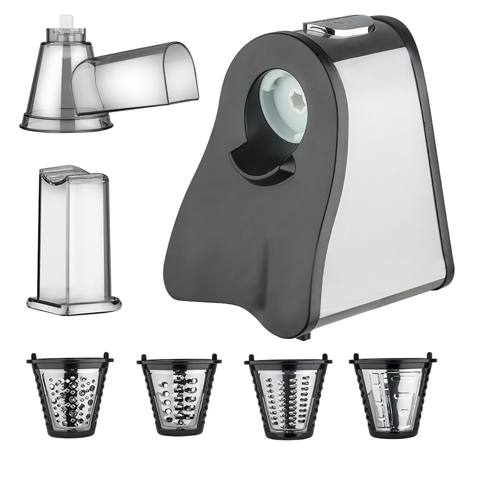 Ensaladora Eléctrica, Rallador De Queso Eléctrico, Trituradora De Verduras De 200 W 4 Cuchillas Intercambiables, Control De Un Botón Y Fácil De Limpiar, Para Quesos Y Nueces, Galletas, Patatas