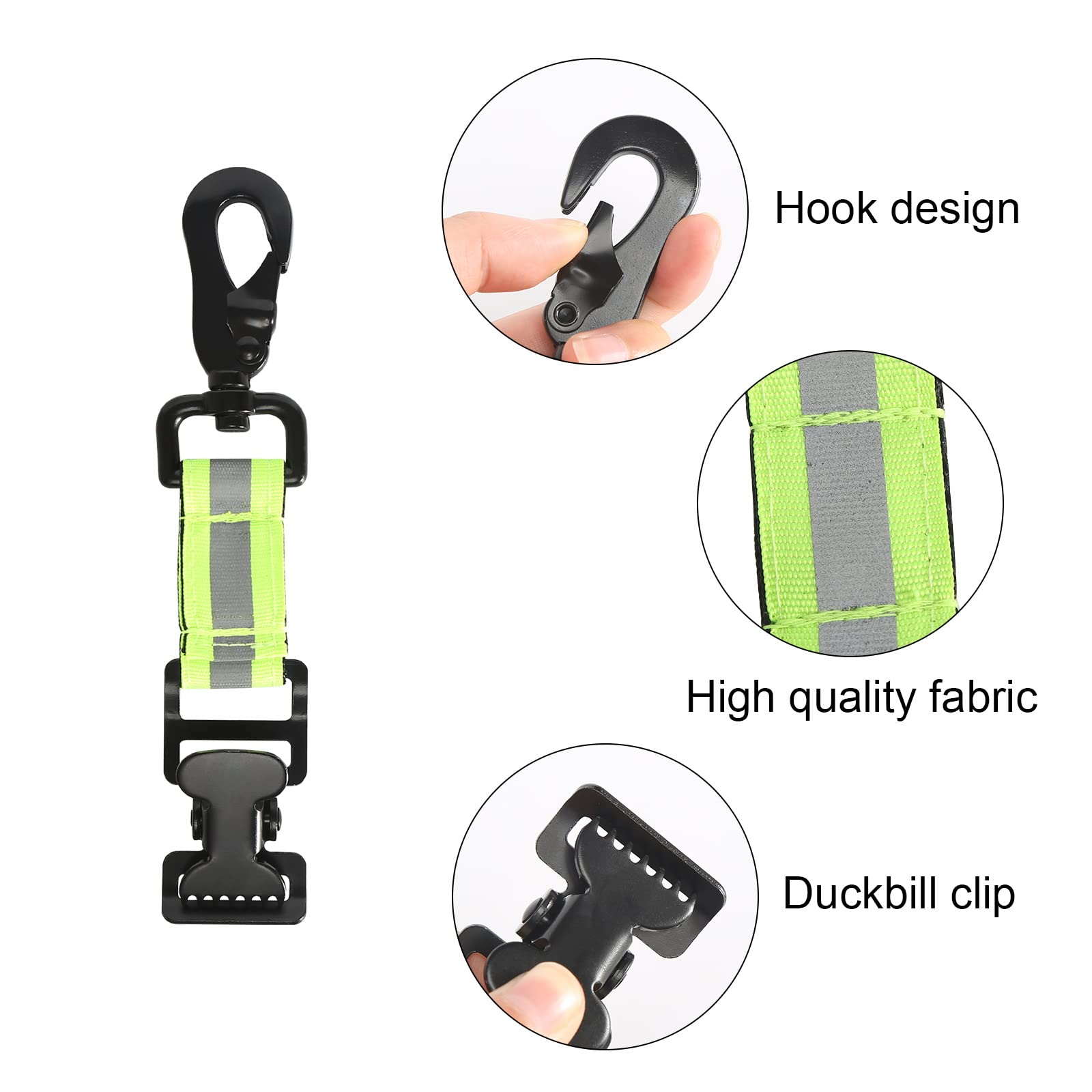 NICKLIN Porta Guanti Con Moschettone E Doppia Clip – Verde Fluorescente – Per Guanti E Caschi Da Lavoro - 3