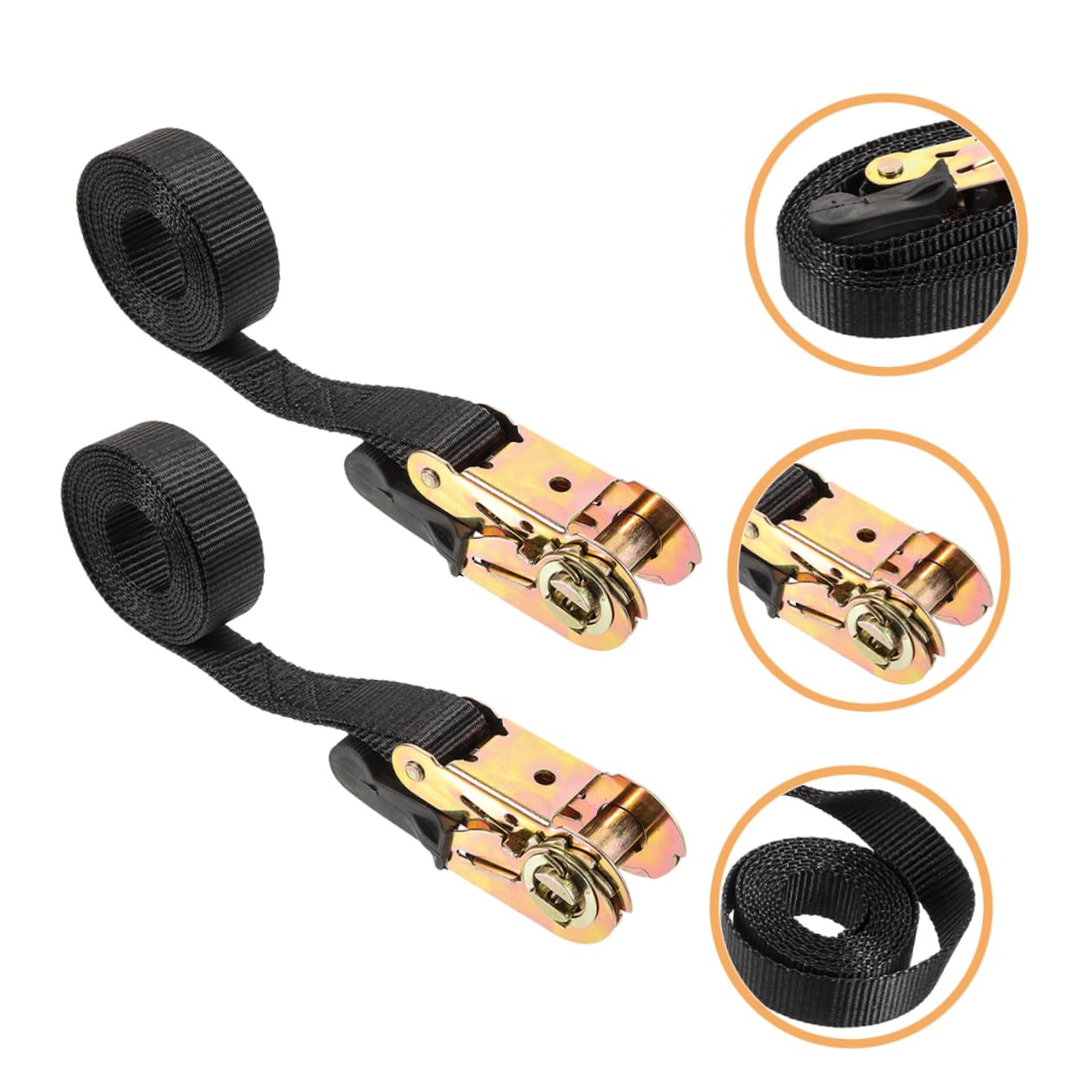 MAGICLULU Lot De 4 Sangles à Cliquet Robustes 2,5 Cm x 2 m pour Arrimage Sécurisé De Chargement, Fixation Solide pour Motos, Remorques Et Camions, Usage Automobile Et Transport Professionnel