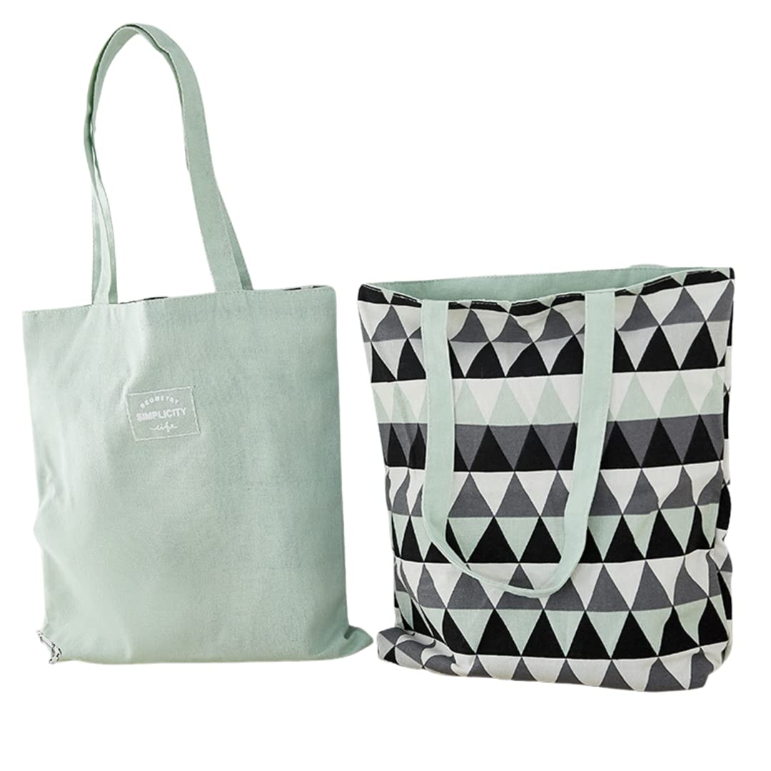 Double-Sided Cotton Linen Canvas Reusable Shopping Bag, Tote Bag