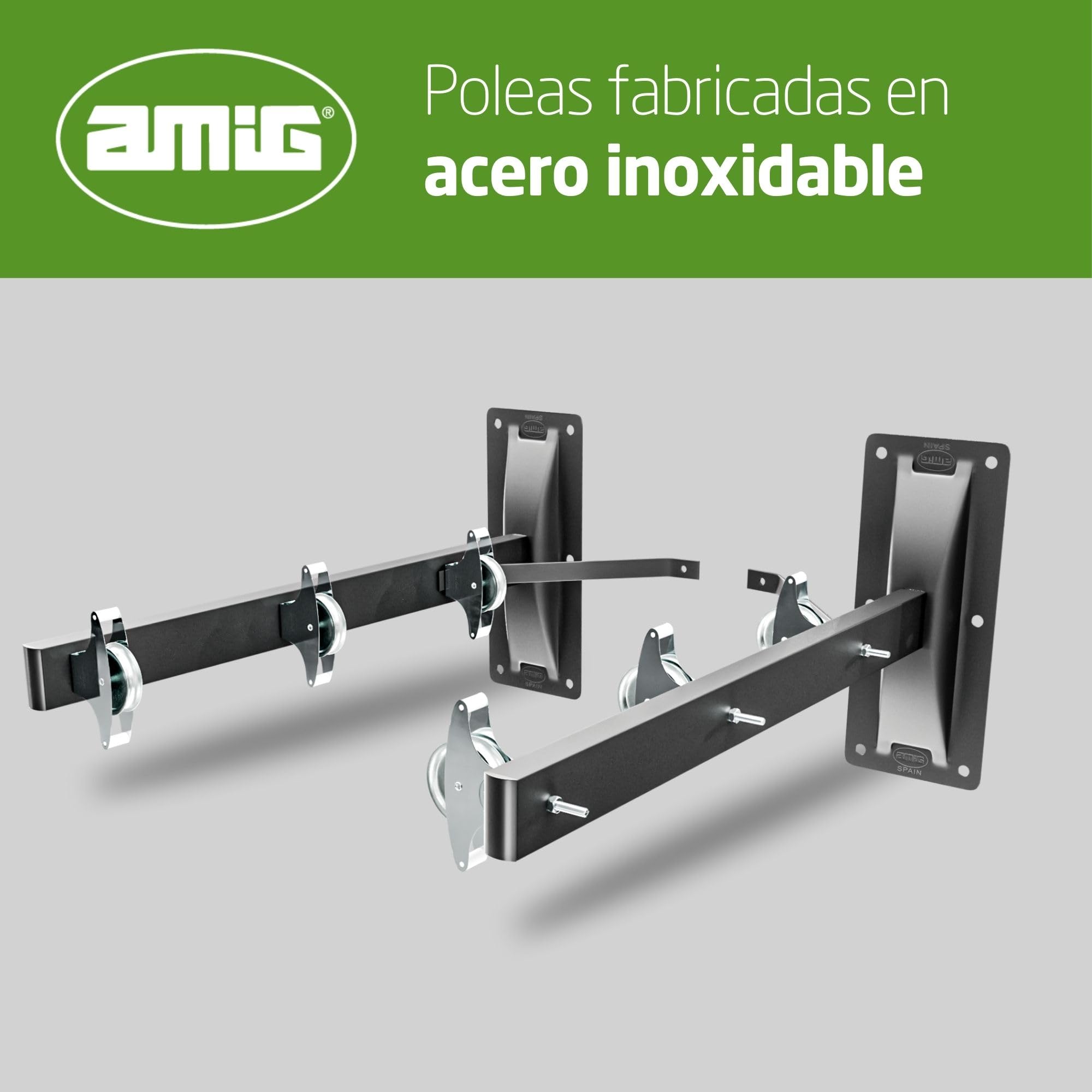 Amig, Side Wall-Mounted Clothes Airer Mod. 3-2-Arm Clothes Line with 6 Stainless Steel Pulleys, For 3 Lines - Image 3