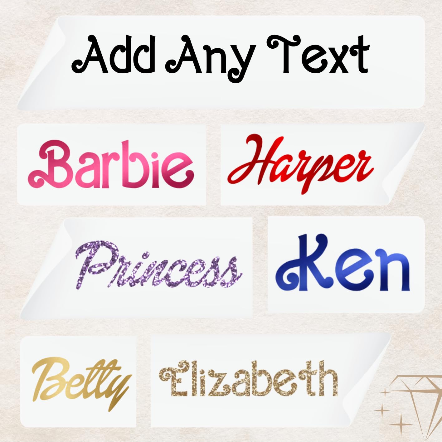 Princess Inspired Vinyl Stickers | Girl Birthday Bottles Hen Party Labels | Any Name Labels | 33 Colours | Perfect for Barbie Themed Events | Personalised Vinyl Decal | Organising Label