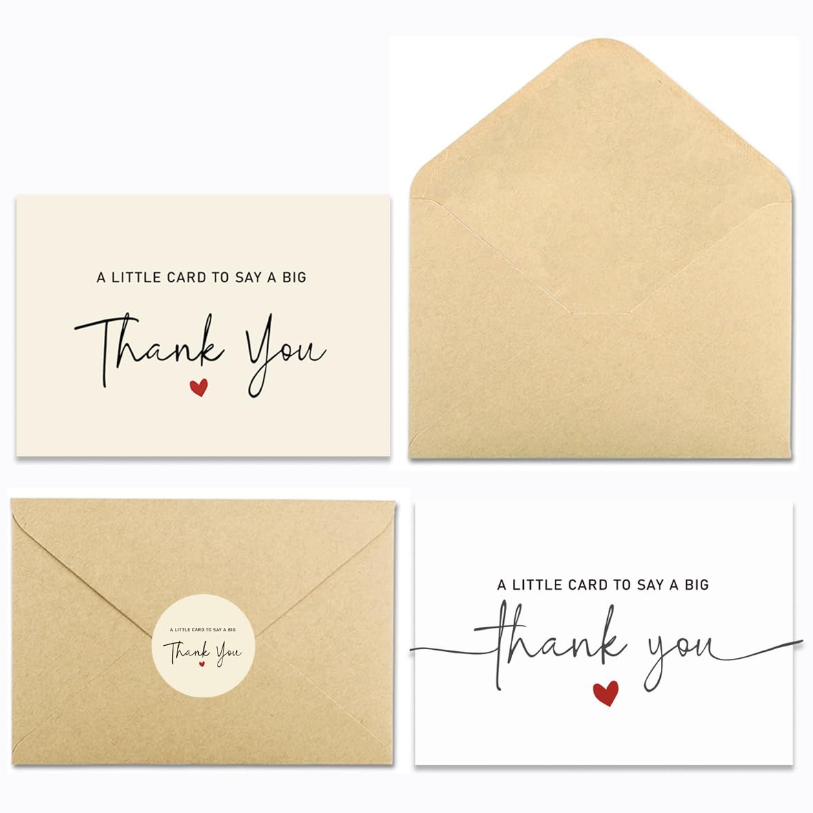32 Pack 350GSM | Thank You Cards Matching Sealing Stickers with Envelopes | Baby Shower & Wedding Thank You Notes for Teather,Graduation,Business,Holiday Gifts 3.5x5in (White & Retro Set)