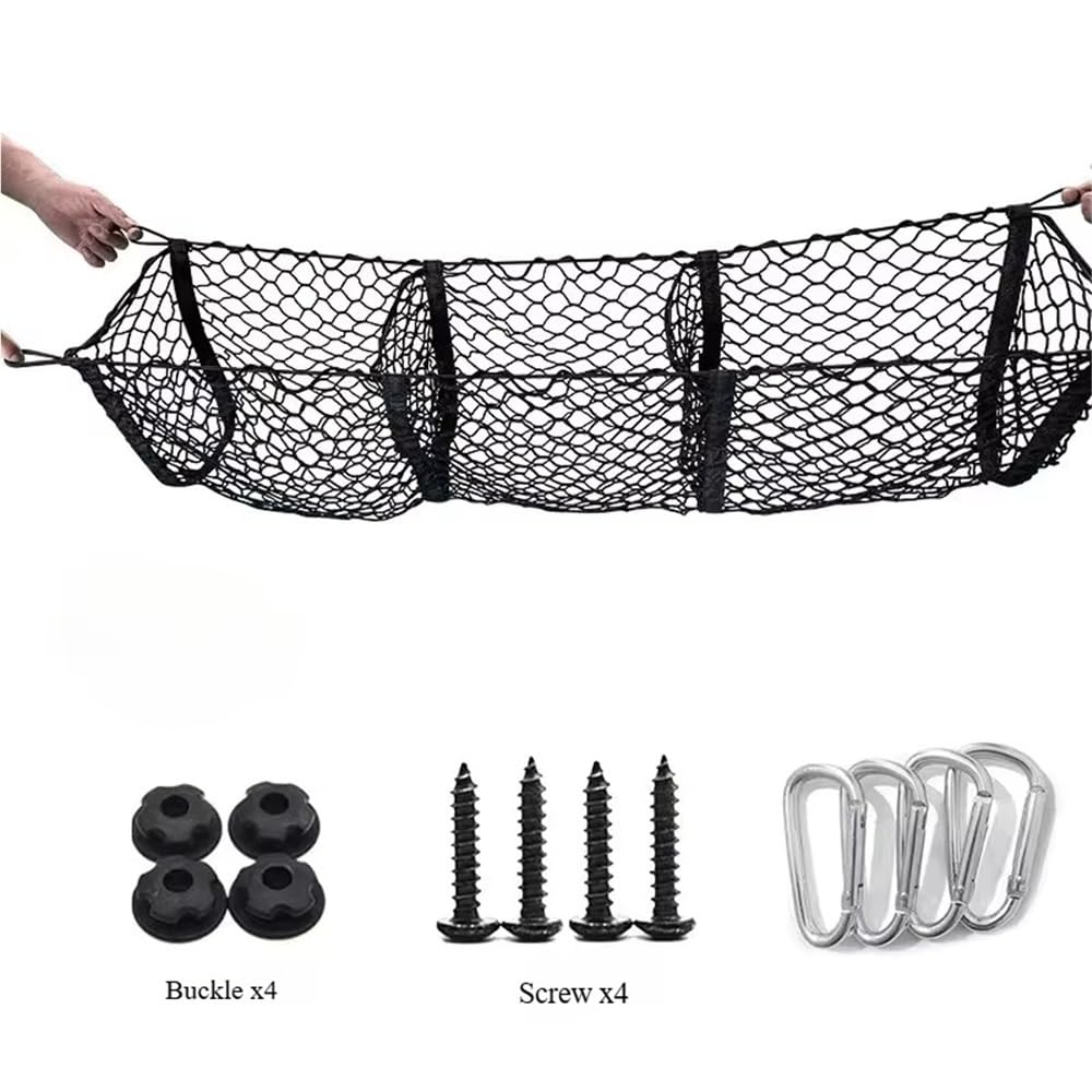 Rete Elastica per Bagagliaio Organizer per SUV per Pick-up Furgone Rete Portaoggetti Tasca Organizer(3 Pockets 150x30cm)
