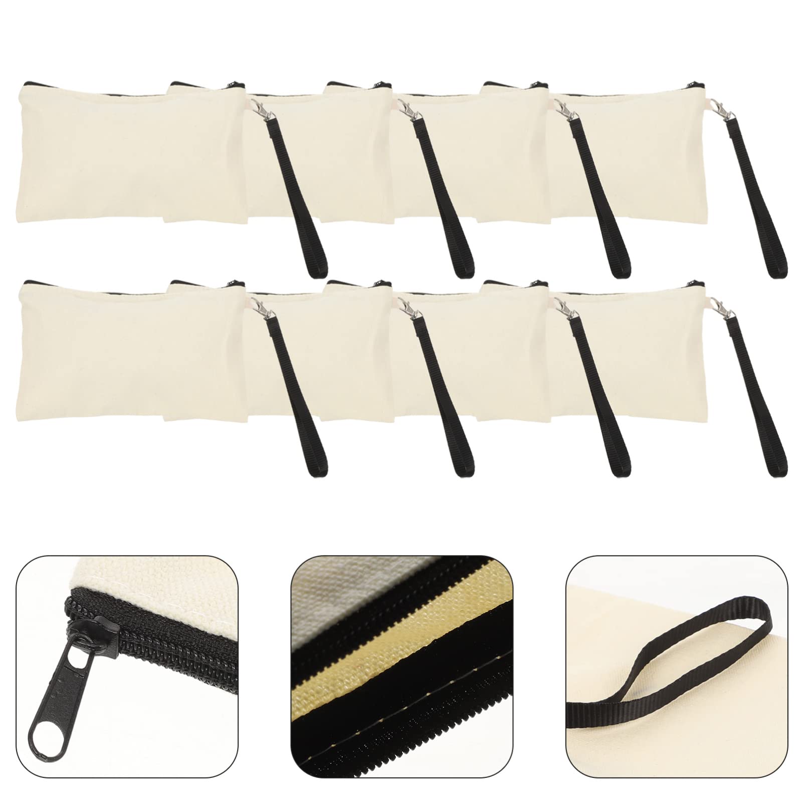 Beaupretty Set 10 Pochette in Tela Bianca con Cerniera, Borsa Cosmetica da Viaggio per Decorare e Conservare Prodotti di Bellezza Design Creativo