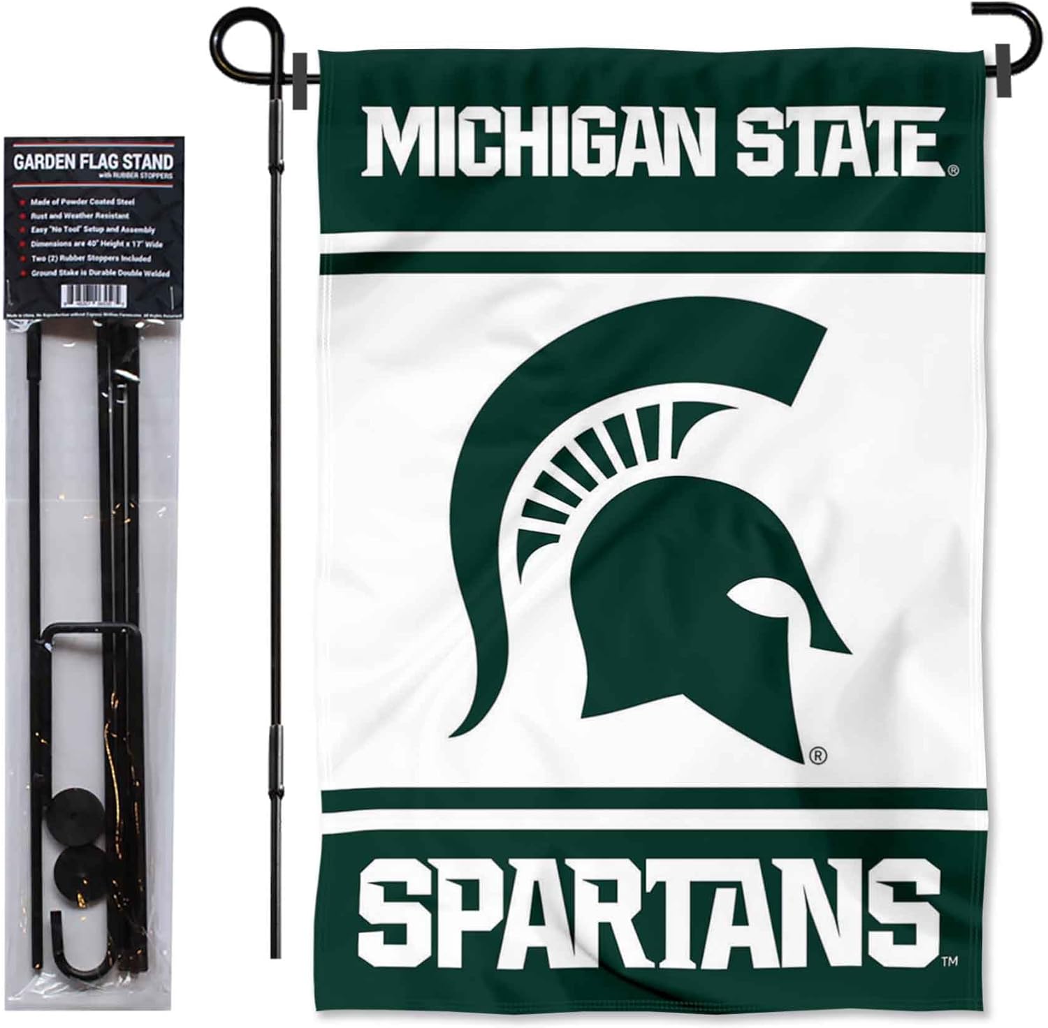 Michigan State Spartans Garden Flag with Stand Holder - Image 2