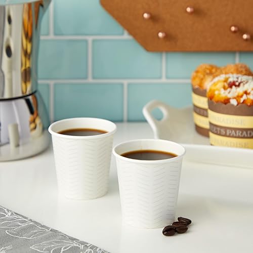 Miniatura 2 de Sparkle and Bash Paquete de 100 mini vasos de papel desechables de 4 onzas para expreso, enjuague bucal, té, café, blanco liso, taza de café,