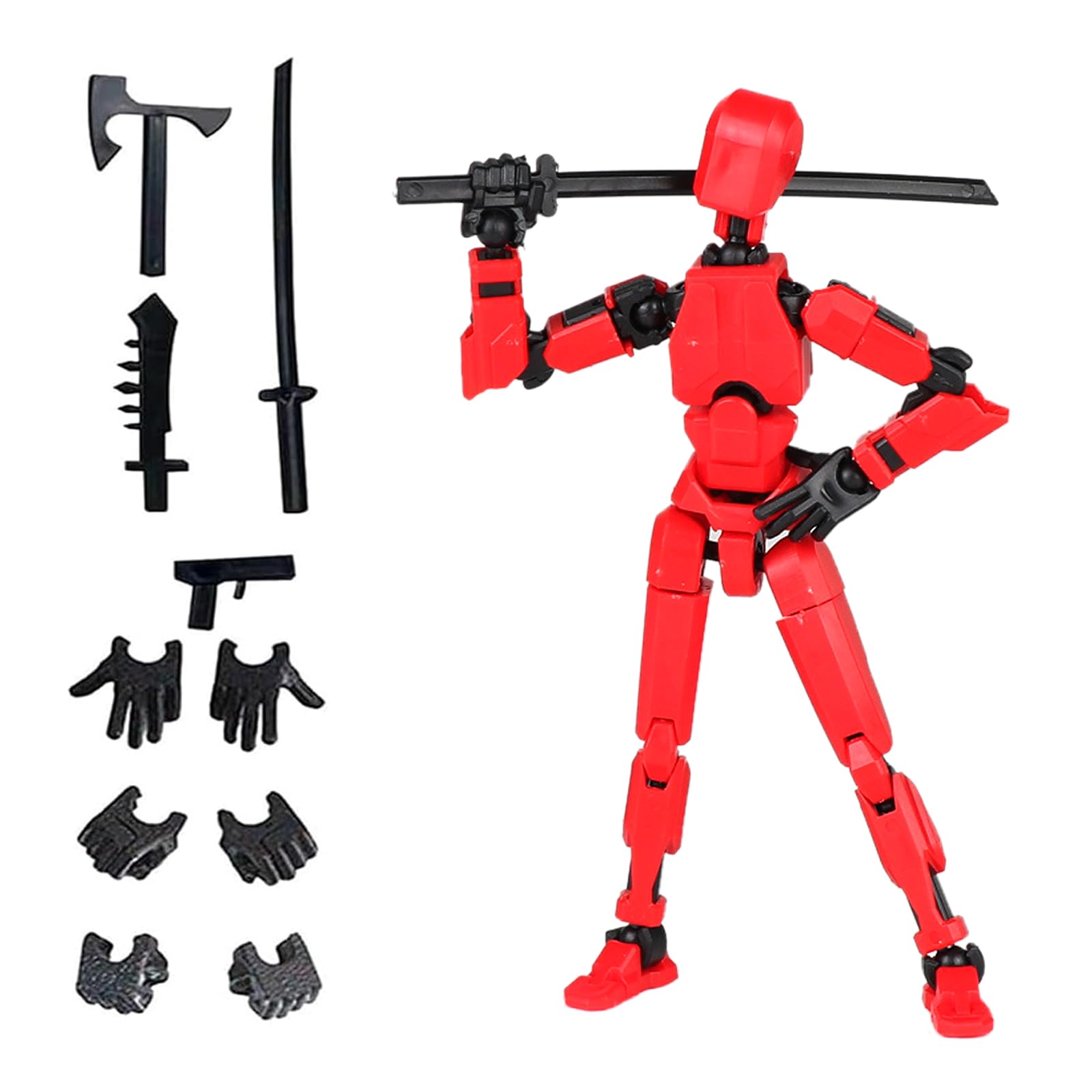 Azxndy 3D Printed Moveable Joints RobotFinger Exercising Toys Assembly SetMulti Joint Movable ModelFull Body Mechanical Movable Toy,Movie Character Desktop Decoration for Game Lovers (red)