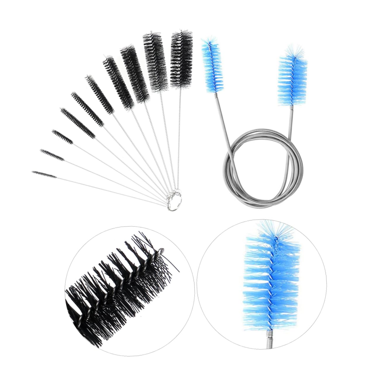 KOMBIUDA 2pcs Aquarium Cleaning Tools Spring Brush Brush Non-deformable Stainless Steel Handle Flexible for Easy Cleaning Random Color