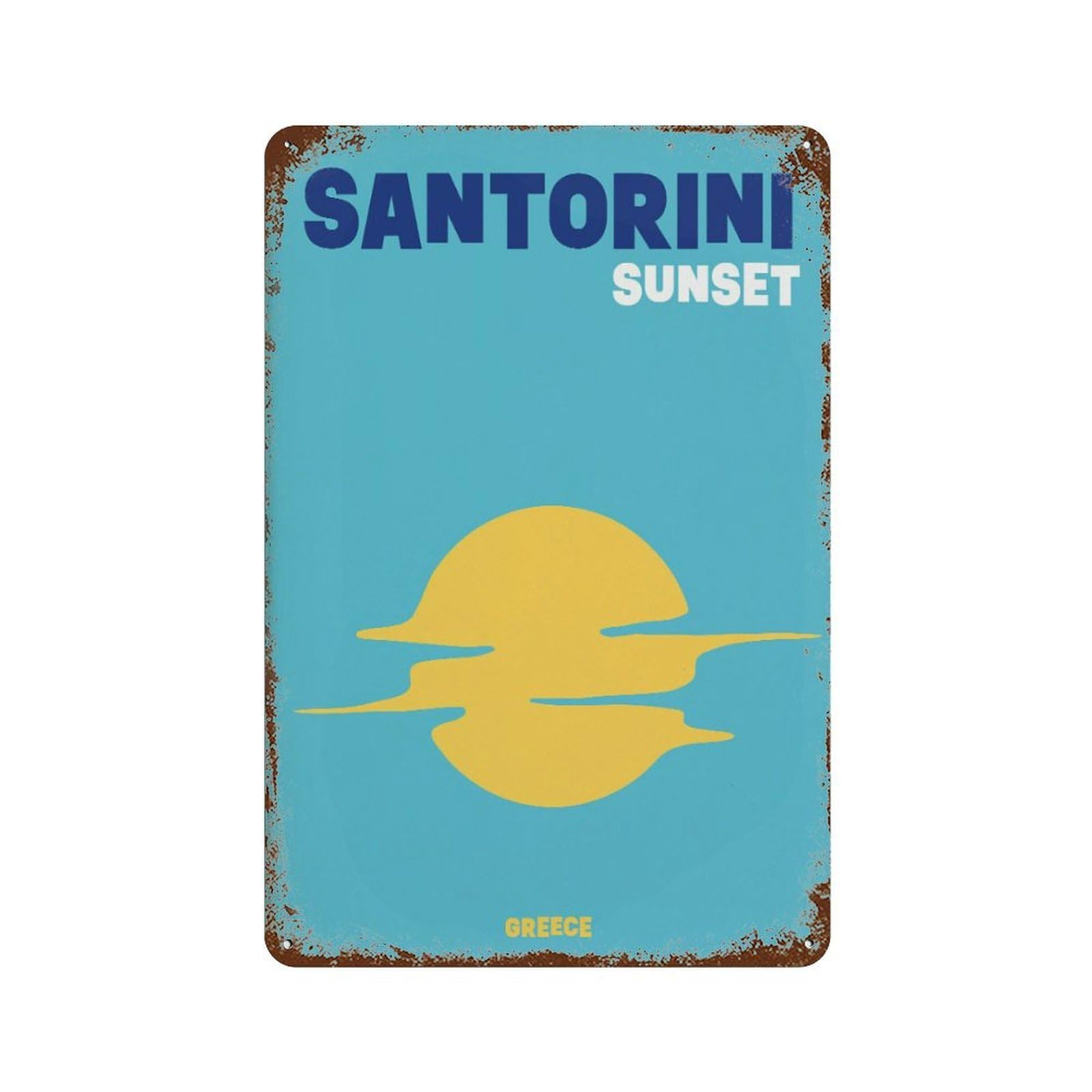 xiaoxiaoshen Santorini Sunset Greece Travel Wall Decor Art Metal Tin Poster Modern Home Decor Art Home Bar Shop Decorations Vintage Sign 30x20cm