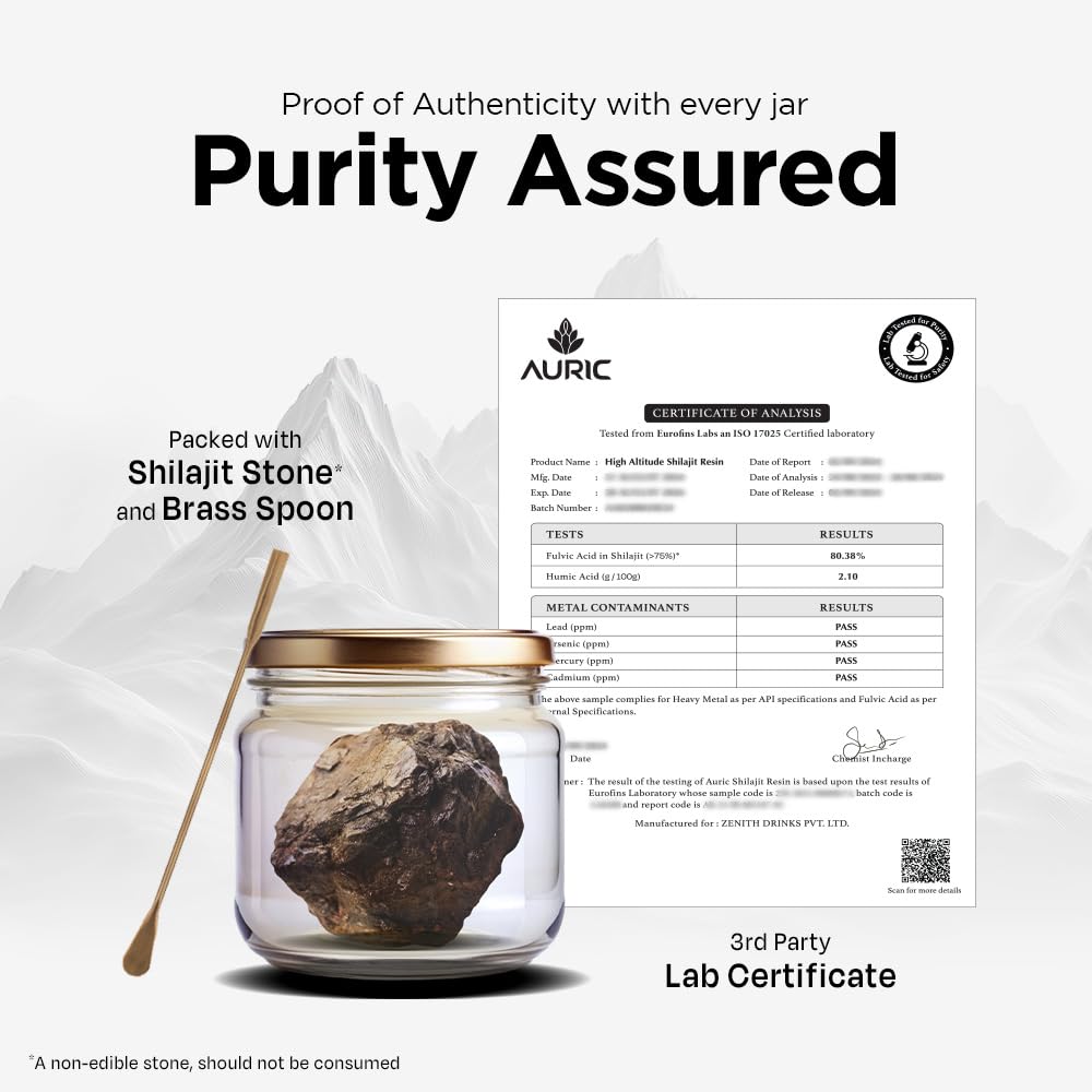 Auric Lab Certified High Altitude Shilajit/Shilajeet Resin 30g and Liver Detox Effervescent | 80 Tablets Fizzy Water with 10 Ayurvedic Herbs — Amazon image 7