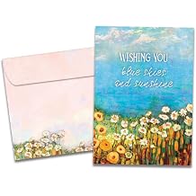 Tree-Free Greetings - Birthday Cards - Artful Designs - 1 Card + Matching Envelope - Made in USA - 100% Recycled Paper - 5"x7" - Blue Skies and Sunshine GO65467