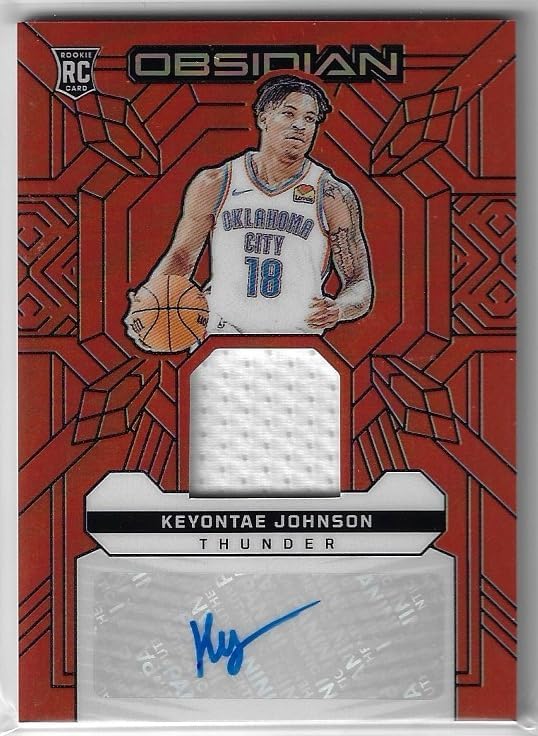 Keyontae Johnson Autographed & Serial Numbered #27/75 Rookie Jersey Ink Orange Flood Electric Etch Game Used Jersey Relic Memorabilia RPA Auto Collectible Basketball Card- 2023 Panini Obsidian Basketball Card #RJI-TAE (Thunder)