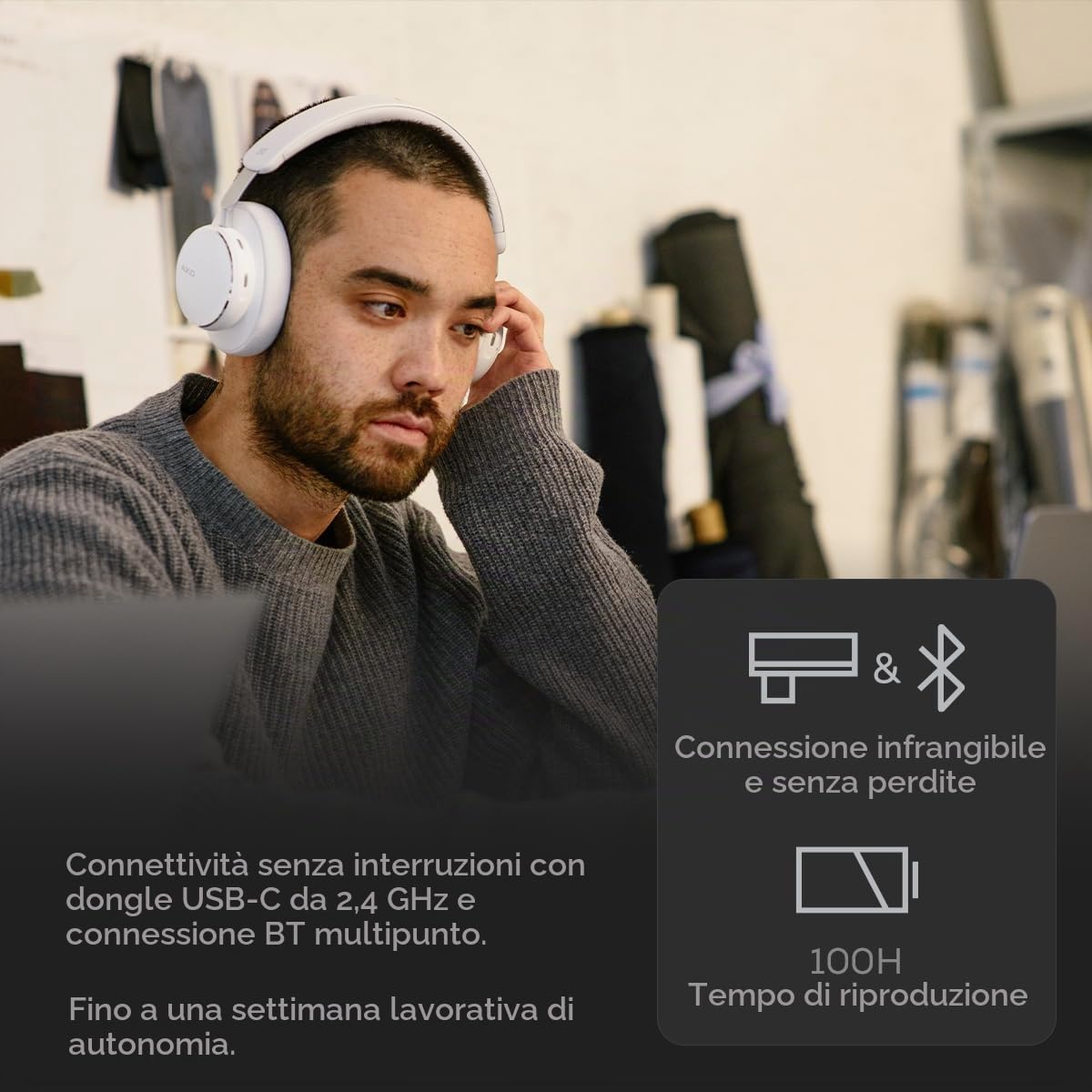AKG N9 Hybrid kabelloser Over-Ear-Kopfh?rer mit adaptivem ANC Bluetooth 5.3 - wei?