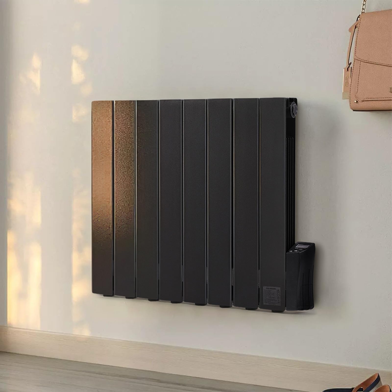 1200W Oil Filled Radiator Wall Mounted Electric Radiator Electric Wall Heater,Black Oil Radiator Heater with Thermostat and 7 Days/24H Timer,LED Display & Child Lock for Home Low Energy