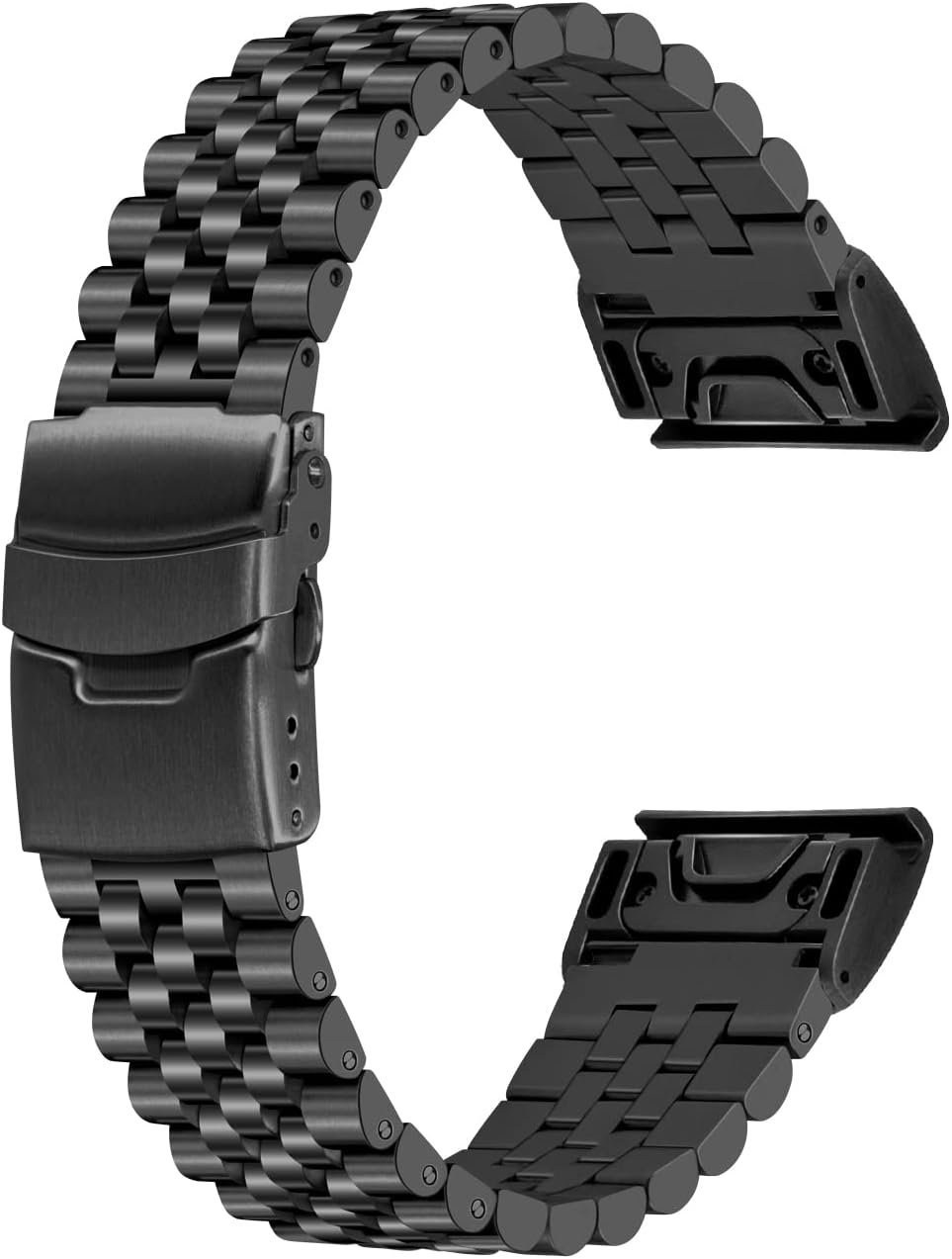 YISIWERA 5 Round Strap Compatible for Garmin Fenix 6X 6X Pro Sapphire Editions Fenix 5X Plus Fenix 3 HR Sapphire 26mm Stainless Steel Watch Band Black
