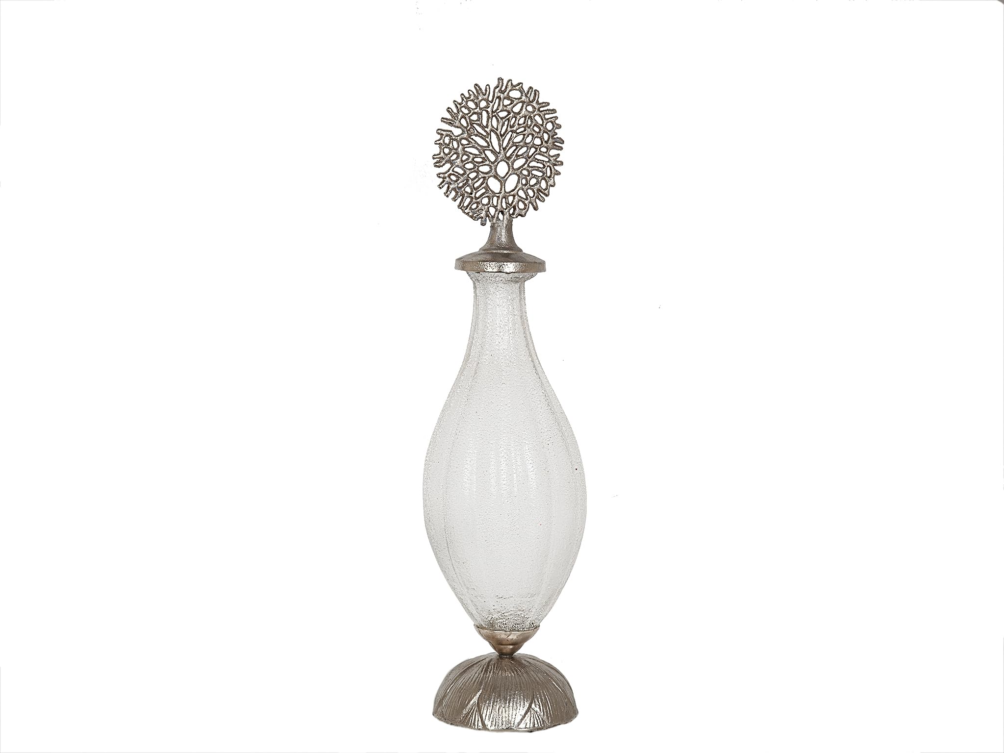 Bouteille en verre argenté et bouchon doré anti-odeur pour table