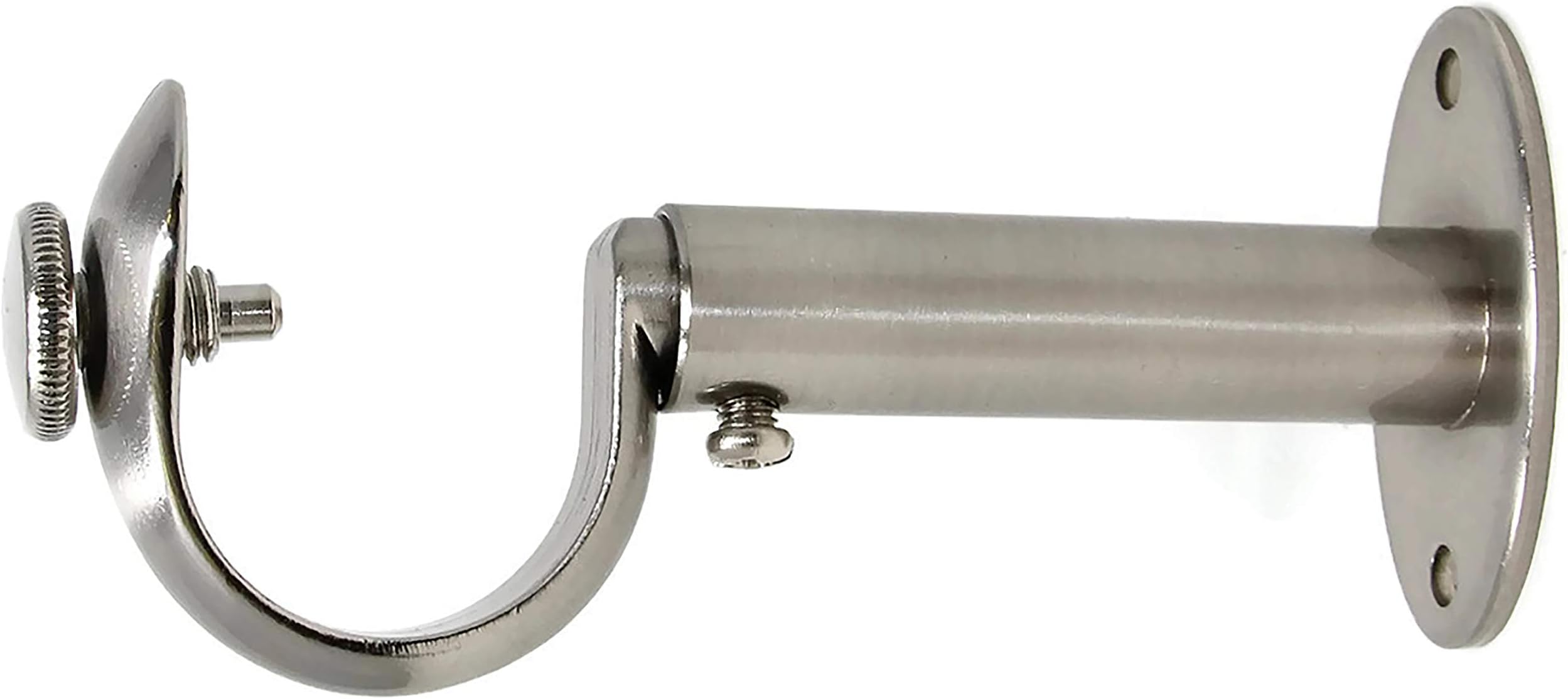 Urbanest Adjustable Solid Zinc Curtain Rod Bracket Wall Holder, Fits 1-inch Diameter Rod, Brushed/Stainless Steel