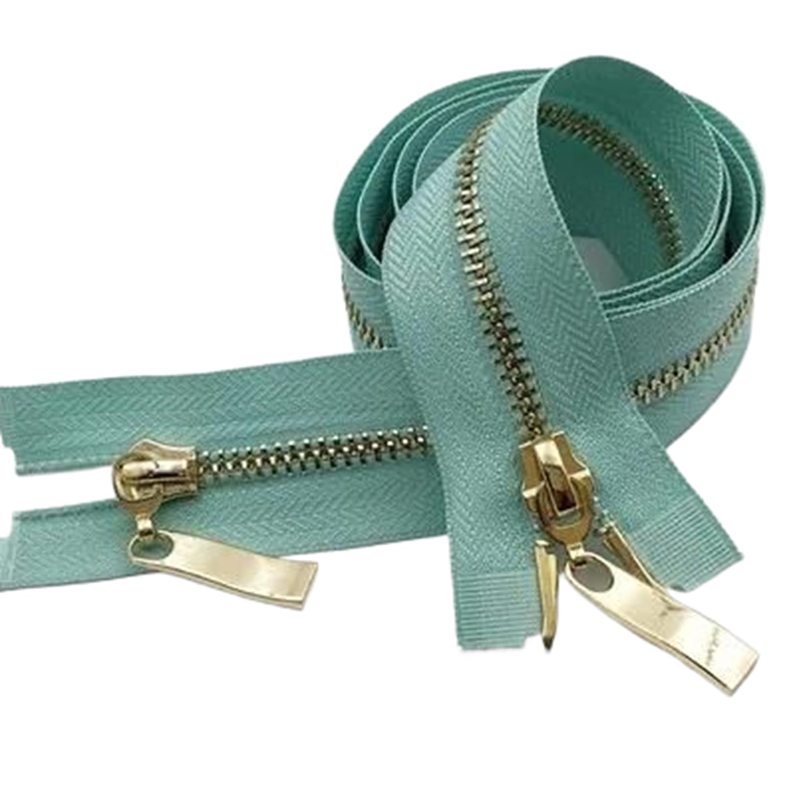 80/100/120 cm Double Slider Zipper Metal Light Gold Teeth Zip, Light Blue, 5#,80cm