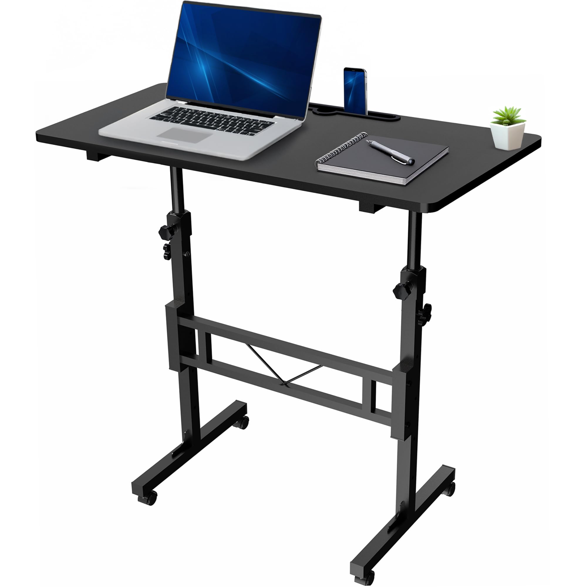 VIVO Mobile 32 x 16 inch Computer Workstation Standing Portable Desk with Wheels for Laptop Work Home Office