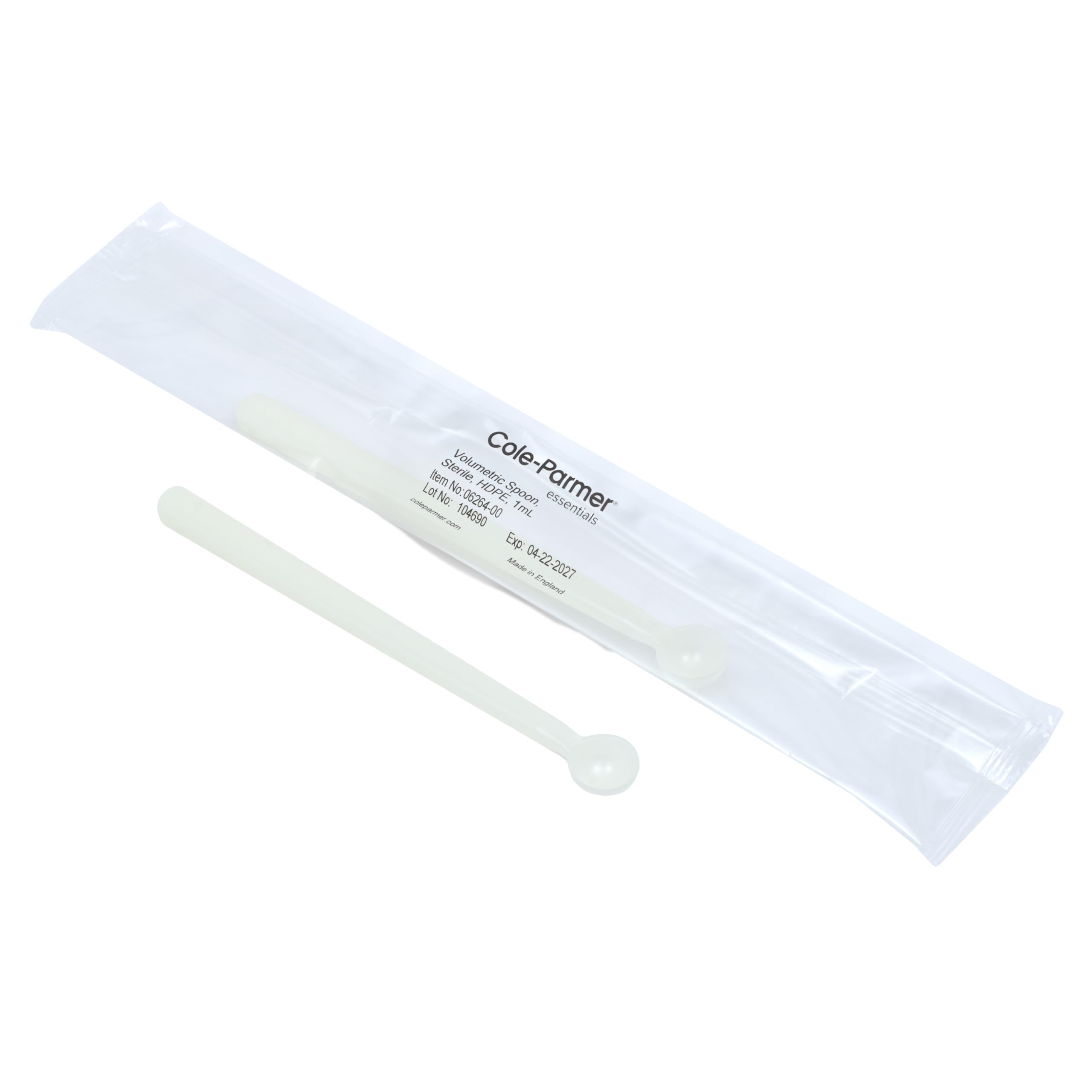 Cole-Parmer Cucchiai sterili volumetrici da laboratorio campionamento, HDPE, 1 ml (0,9 g); 100/PK.