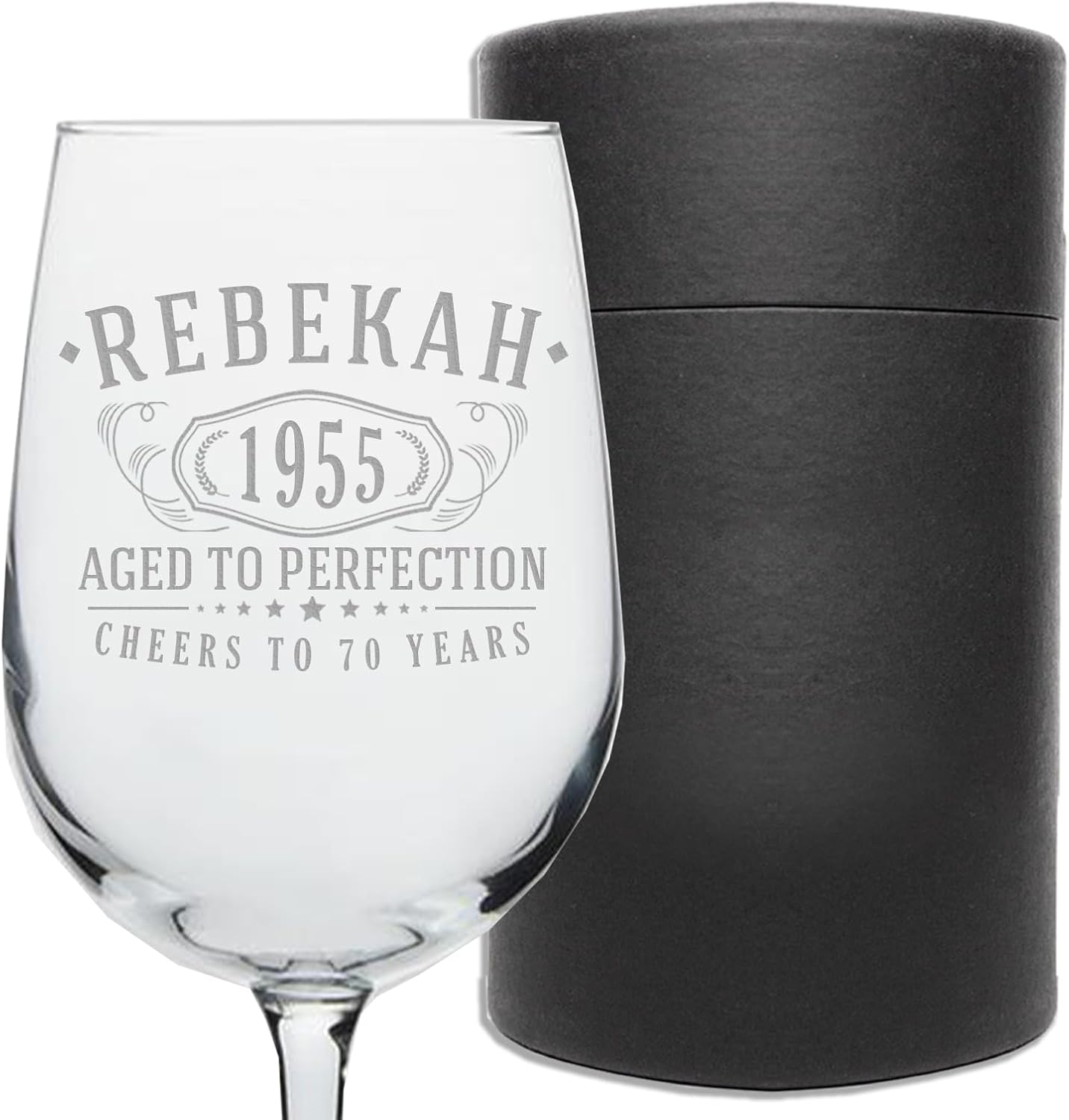 Personalized Vintage 70th Etched 16oz Stemmed Wine Glass – Custom 1956 Happy 70th Birthday Gifts for Women Men, Cheers Turning 70 Year Old, 70 Bday Party Favor, Gift Idea Her Sister Wine Lover 1.0