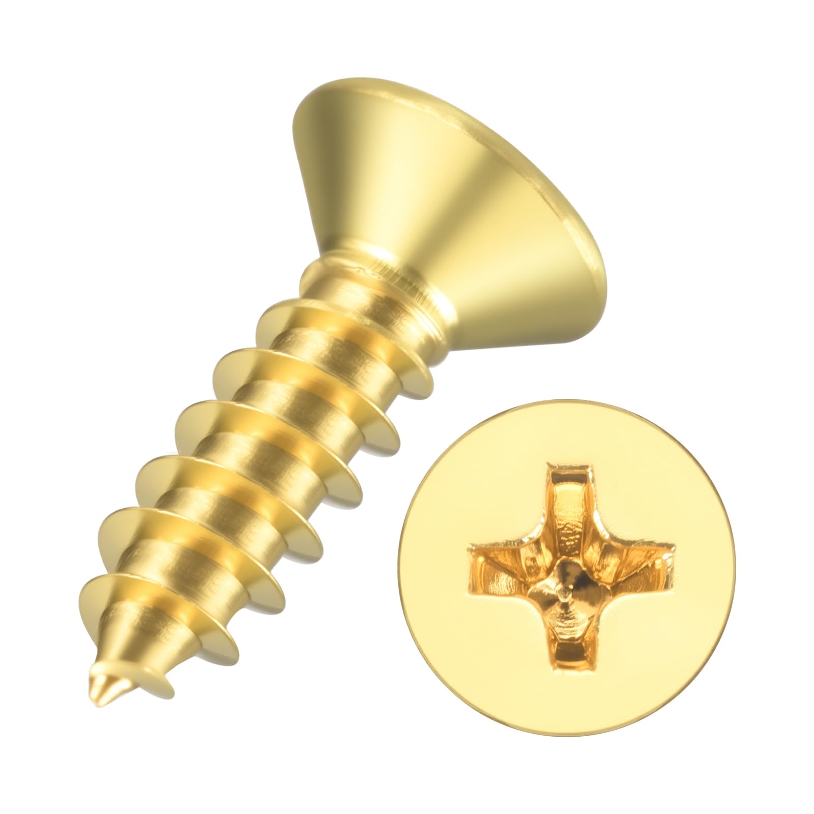 Kozelo 500pcs Wood Screws - [ST2x8mm] Brass Phillips Countersunk Self-Tapping Screws for Wood & Soft Materials Use, Rust Resistant