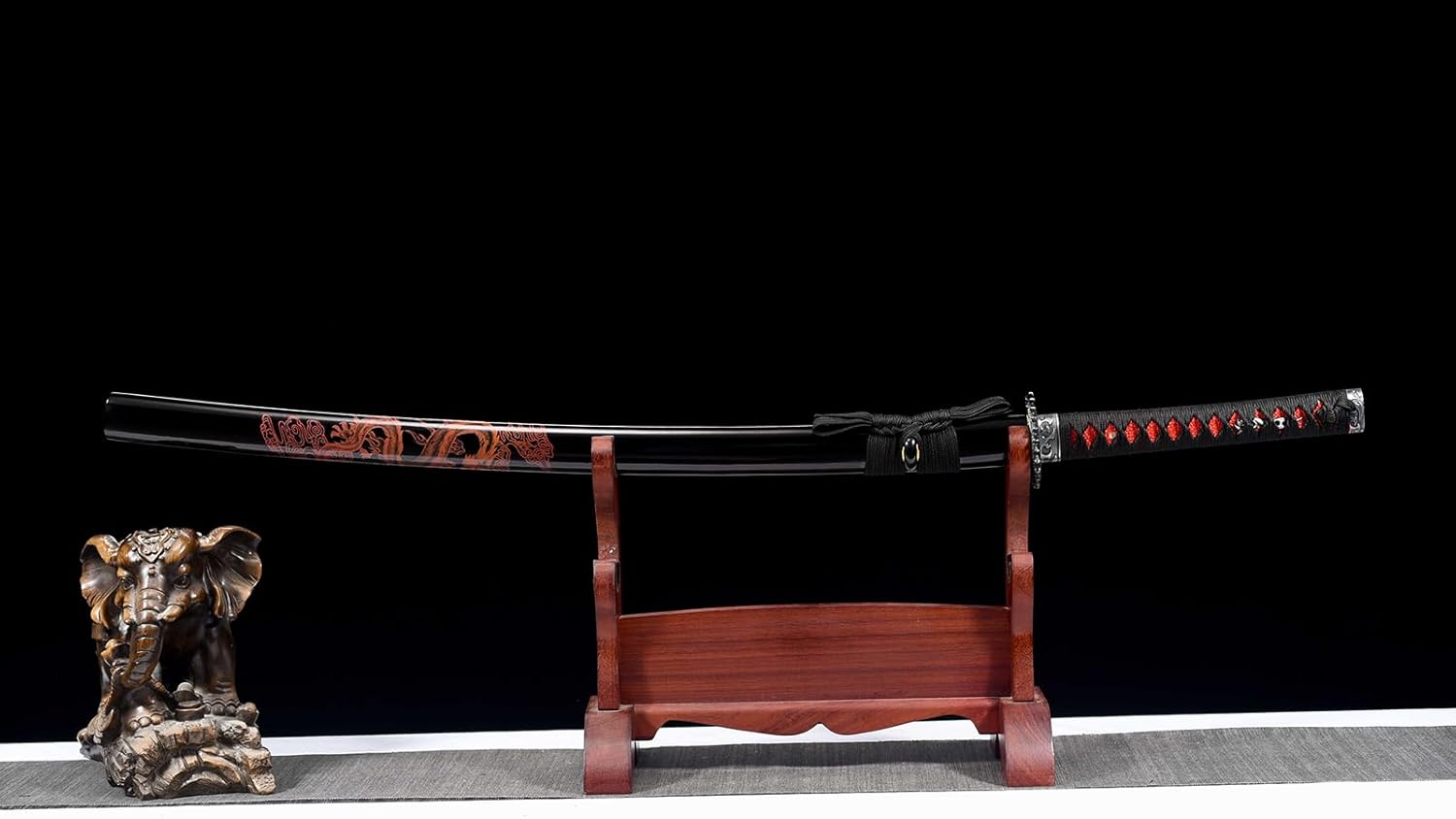 41 Inches Handmade Black Blade Japanese Samurai Katana Dragon Sword 1095 High Carbon Steel Sharp