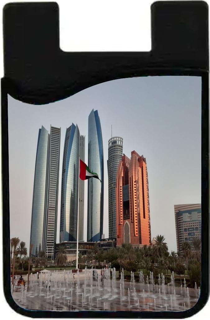 Island Gifting Neoprene Stick-on ID Card Holder for iPhone/Galaxy/Google Android Cases Featuring Image of Modern Buildings in Bahrain, bahr1, cell-sleeve-mas-388