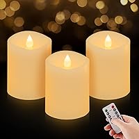 Vista 21 de Juego de 2 velas parpadeantes sin llama de 3 x 3 pulgadas, 2 pilas AA de duración de 600 horas, velas parpadeantes con temporizador, velas sin llama