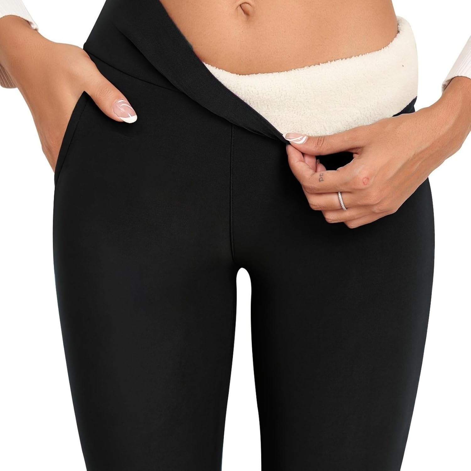 Women's Fleece Lined High Waisted Leggings Stretchy Tummy Control Yoga Pants Warm Leggings for Workout and Casual Wear