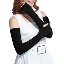 23.6in Wool Blend Warm Arm Warmers Long Fingerless Gloves for Women Knit Long Wrist Warmers with Finger Holes