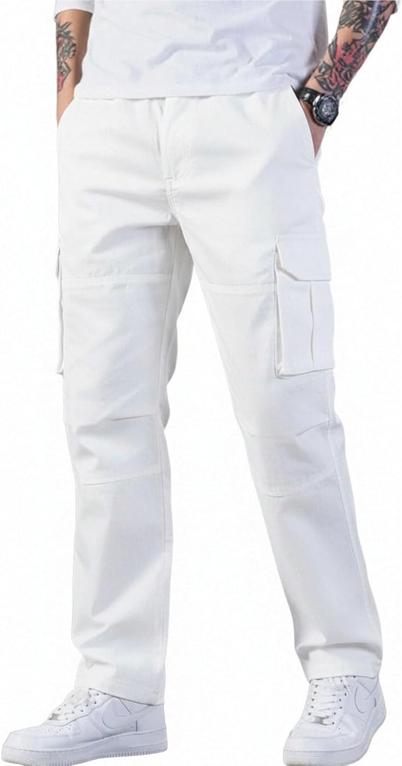 HUNGSON Mens Casual Hiking Pants Cotton Drawstring Fashion Cargo Pants