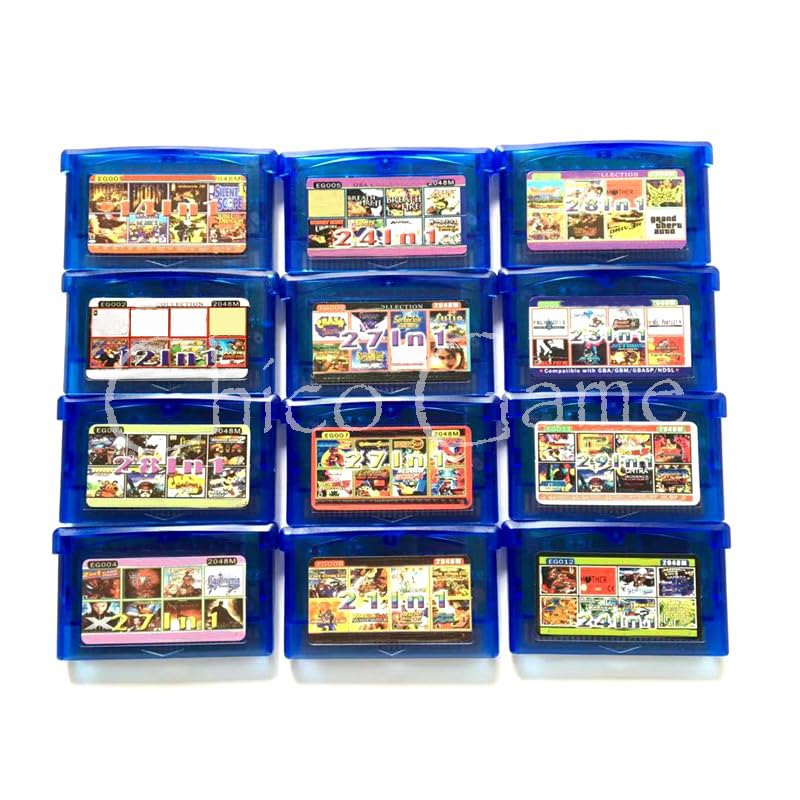 AEsmart - EG Series 14 in 1 21 24 29 27 23 12 28 All in 1 Video Game Cartridge for 32 Bit Console Card Collection English Language Save (EG003 28 in 1)