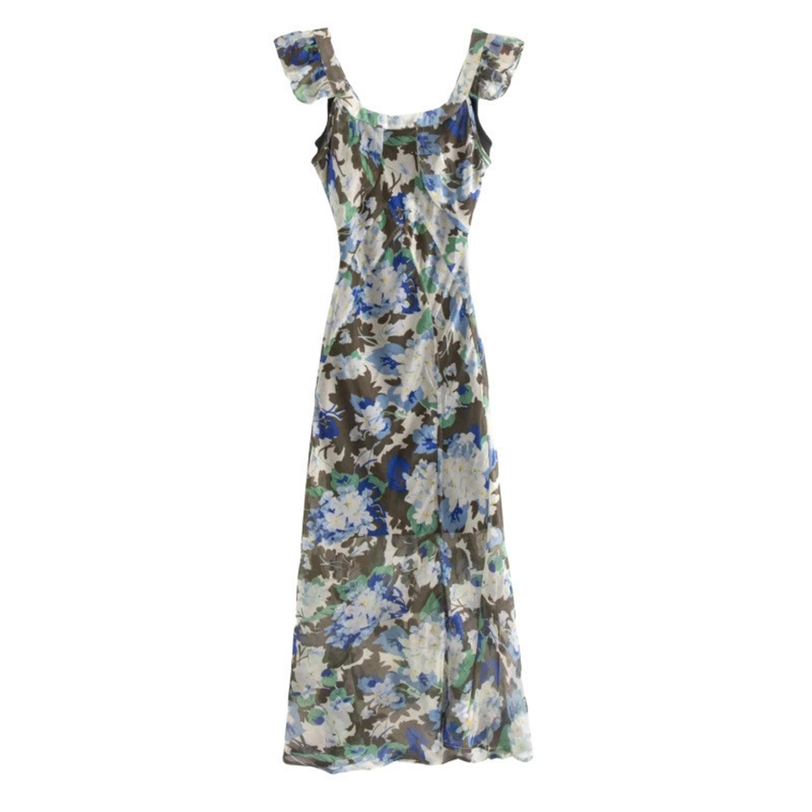 Robe à bretelles florale jupe longue style balnéaire pour mode été femme