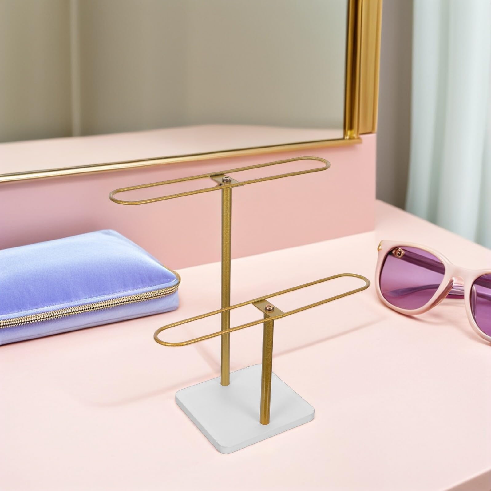 2nivel Estante para Guardar Gafas de Soporte Metálico para Gafas Expositor de Escritorio para Organizar de Sol