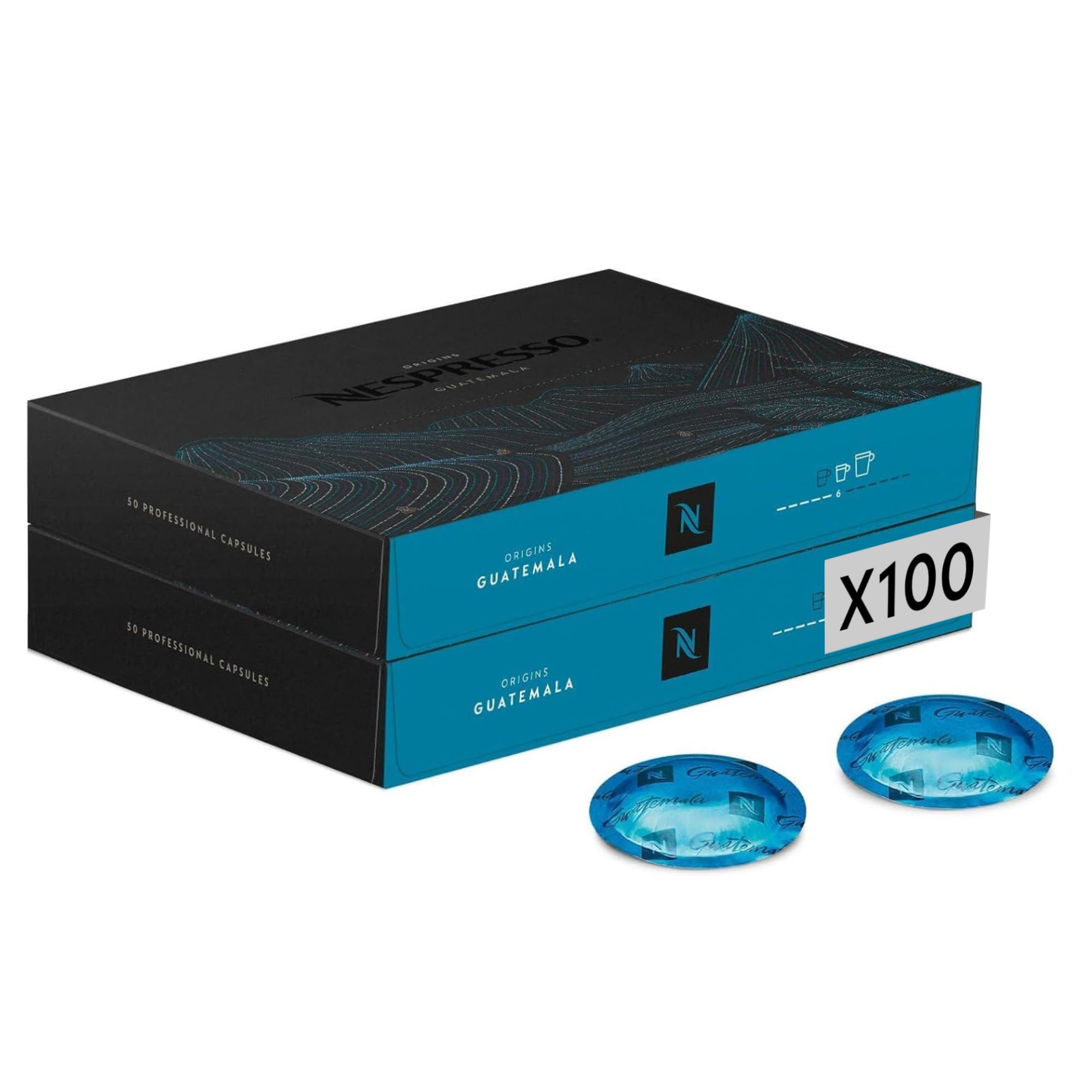 Nespresso Professionnel - Bundle 100 Capsules cafés - Single ORIGIN GUATEMALA (2 boîtes de 50) - Adapté aux professionnels