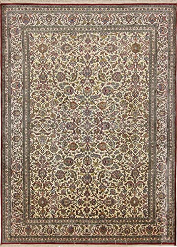 Nain Trading Kaschmir Seide 218x157 Orientteppich Teppich Beige Handgeknüpft Indien