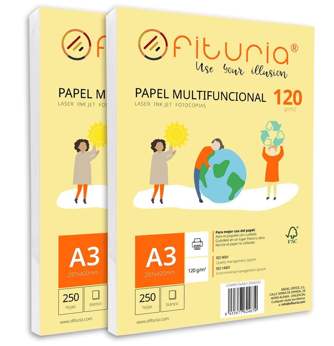 A3 120g Paper with 500 White Sheets, Multifunctional Paper for School and Business Use Ideal for Laser, Inkjet or Copier Printers - Ofituria