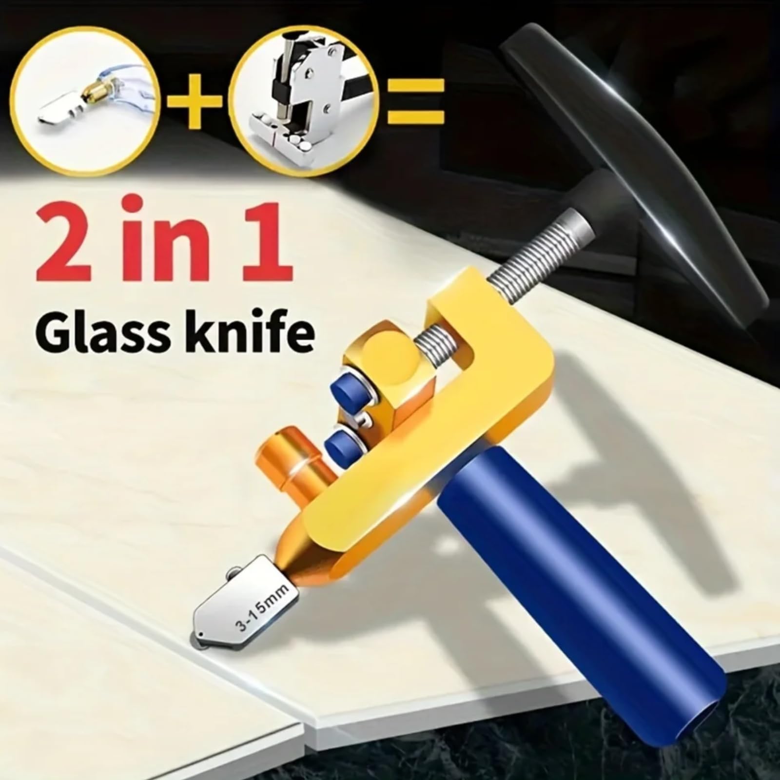 Tagliavetro Tagliapiastrelle Manuale, 2 In 1 Utensili Manuali Per Tagliapiastrelle Taglia Piastrelle Apriscatole Con Rompivetro, 3-15mm Taglia Vetro A Mano Per Taglio Vetro/Specchio/Piastrelle