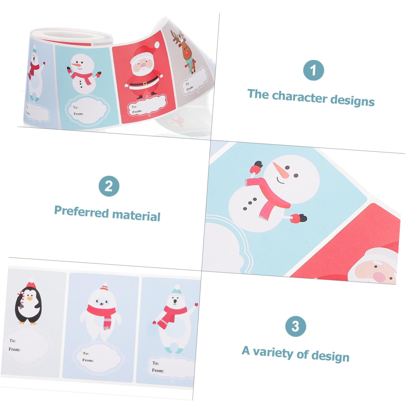 NUOBESTY 5 Juegos Etiqueta Pegatinas Papel Adhesivo Imprimible Decoración Navideña Artículos Navideños Christmas Stickers Calcomanías De Sobres Navideños Calcomanías De Navidad 2 Rollos * 5