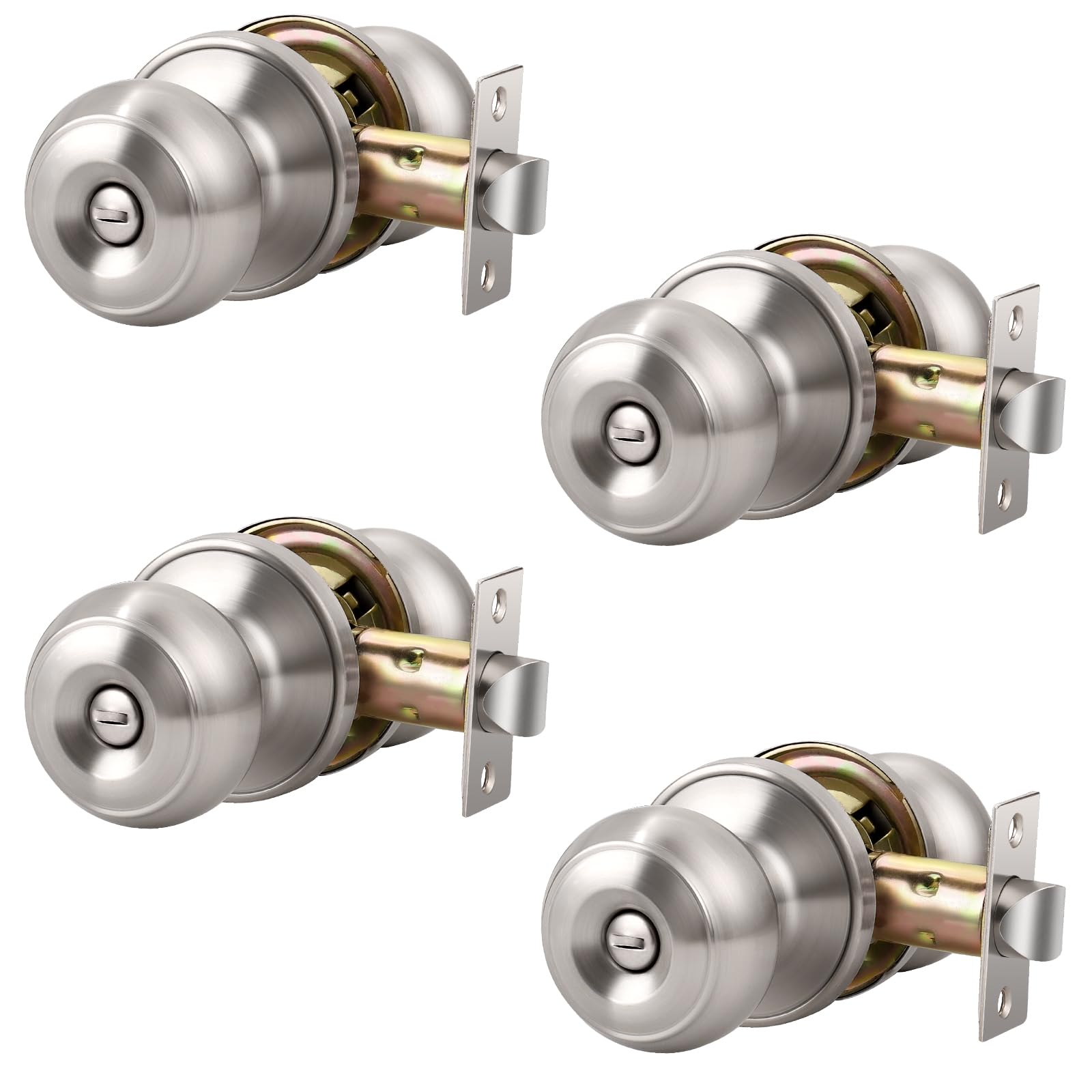 Privacy Door Knobs with Lock - Brushed Nickel -10