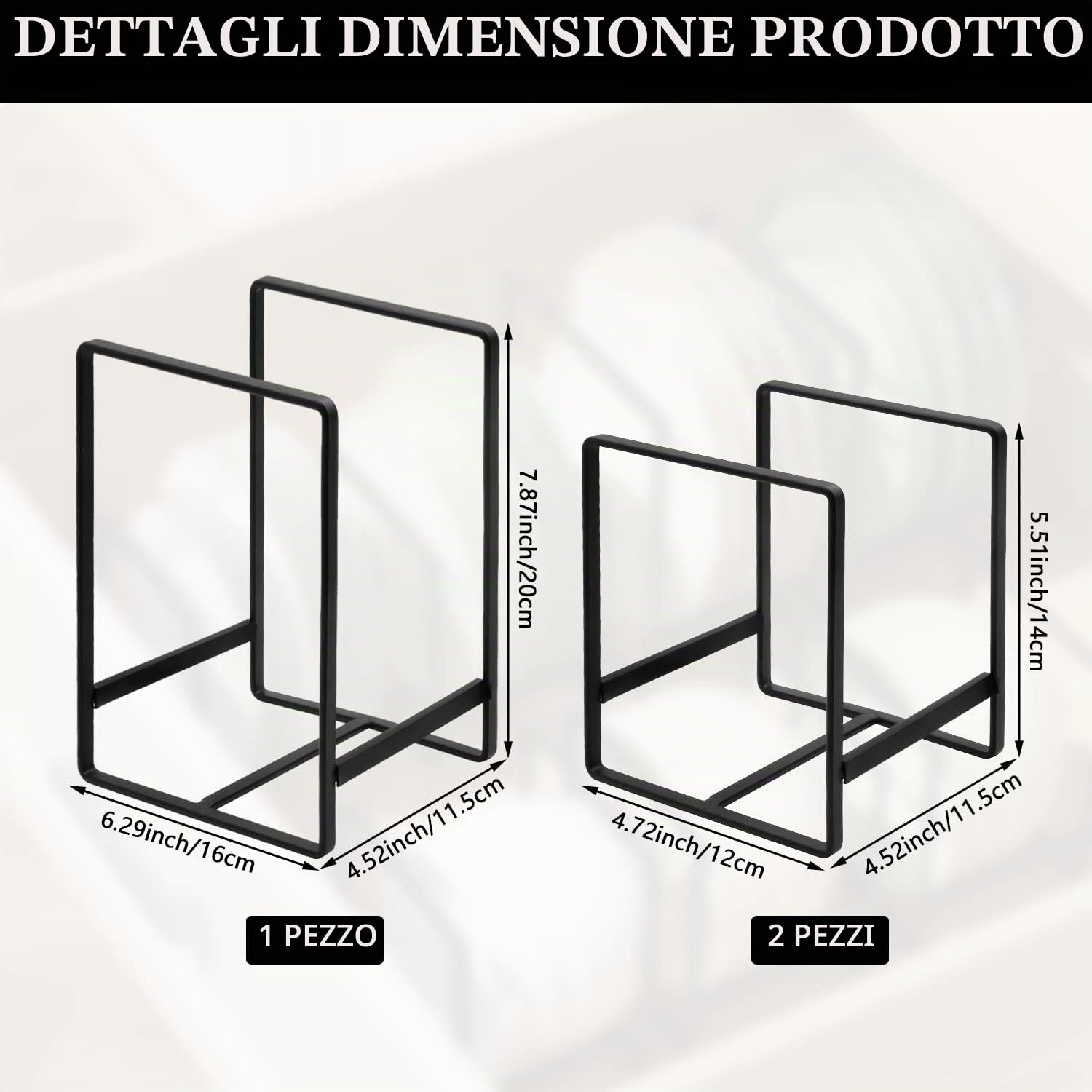3 Pezzi Porta Piatti da Interno Mobile, Supporti per Piatti, Scolapiatti in Metallo, Multifunzione, Adatti per Armadi da Cucina, Piatti e Coperchi per Pentole