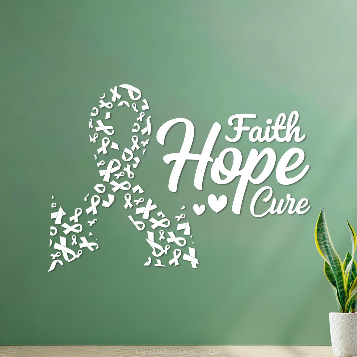 Wall Stickers Paster Paper Faith Hope Cure Breast Cancer Quote 36x50.3cm Store Decoration White โ image 1